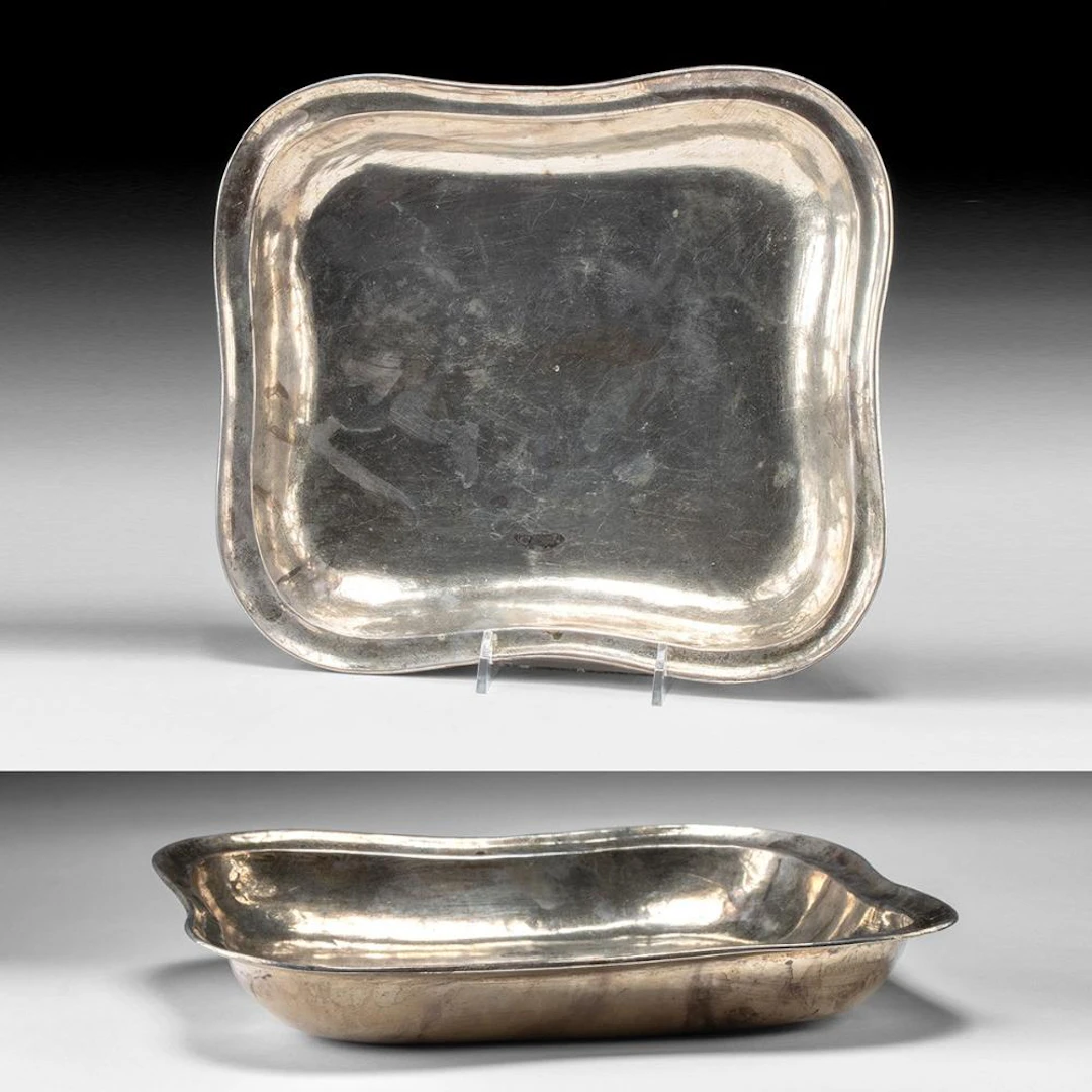 18th C. Peruvian Silver Square Dish Marked N. Alarcon