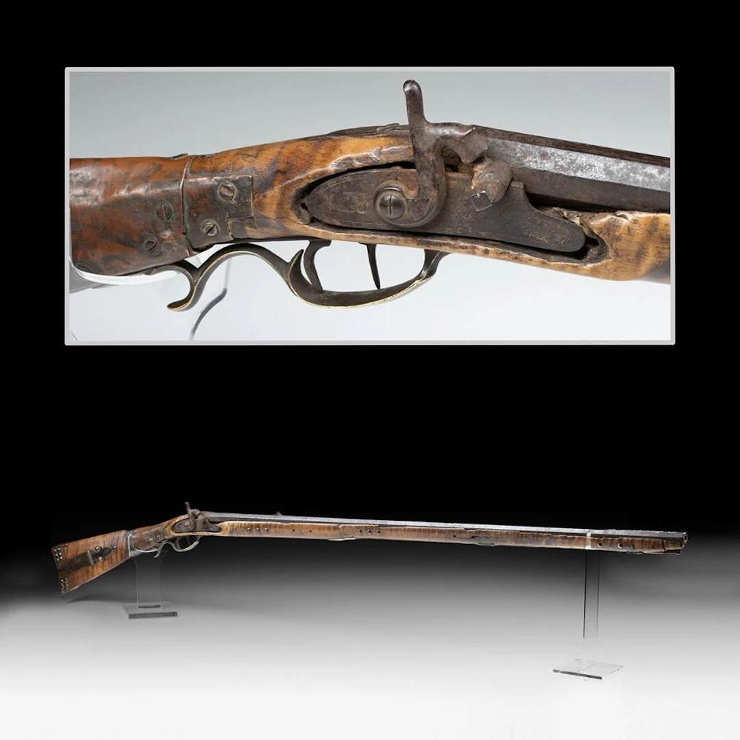 19th C. American Percussion Longrifle - Curly Maple Stock, Brass Tack Decor