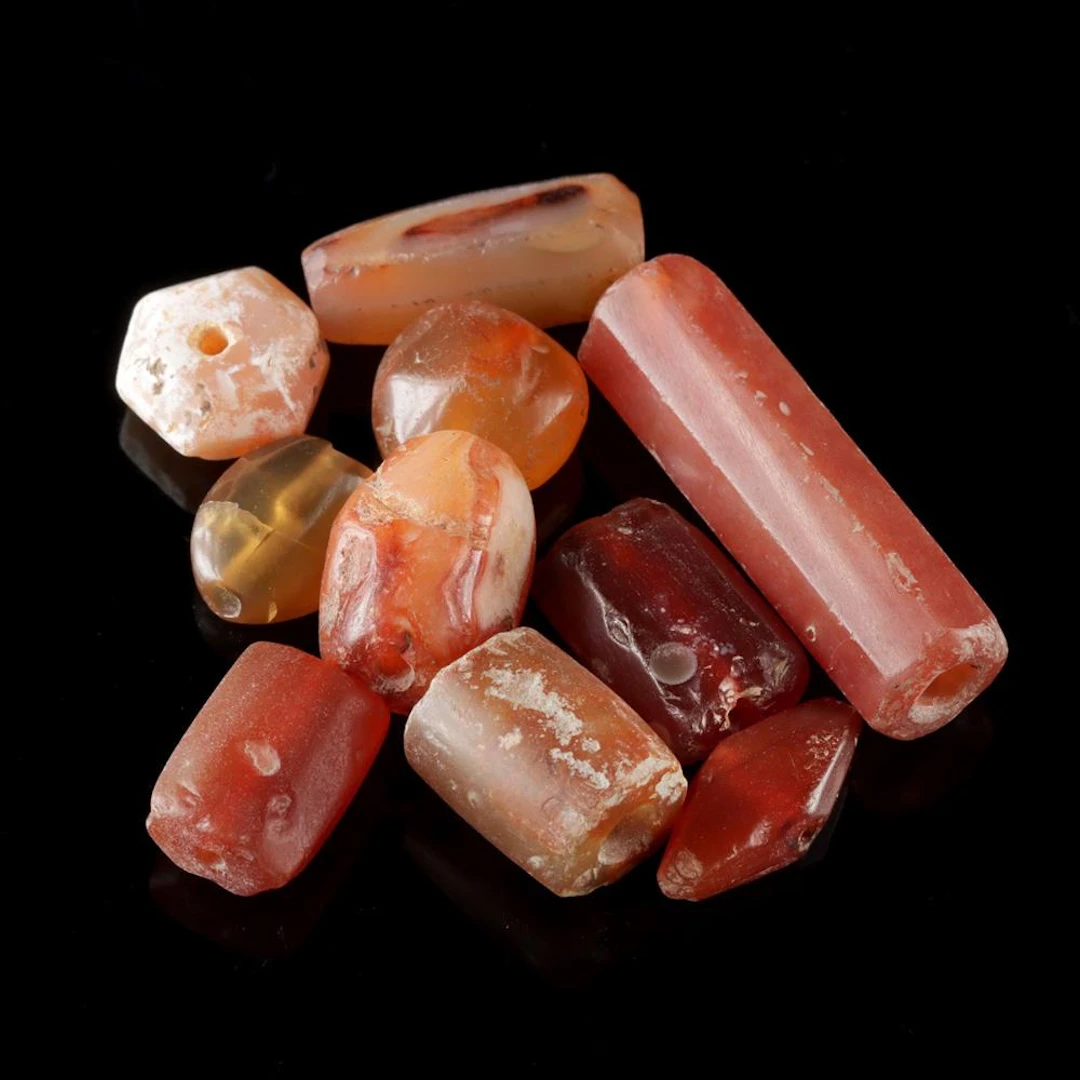 Ancient Near East Carnelian and Banded Agate Bead Group (10)