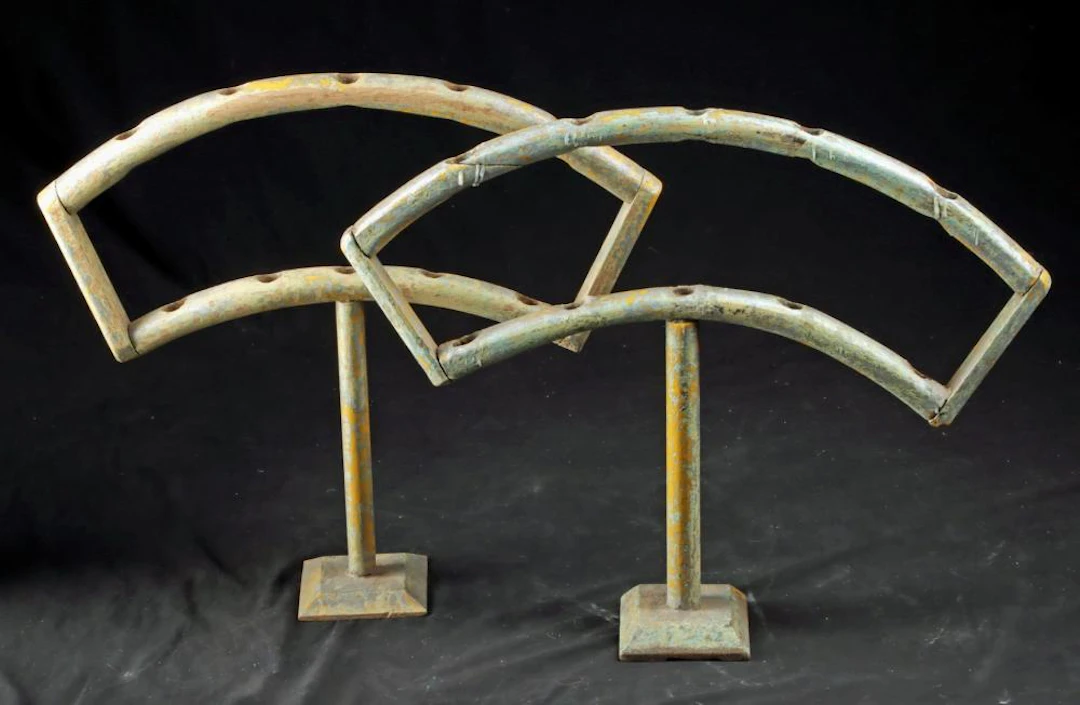 Early Mexican Folk Art Candelabras, Painted Wood (pr)