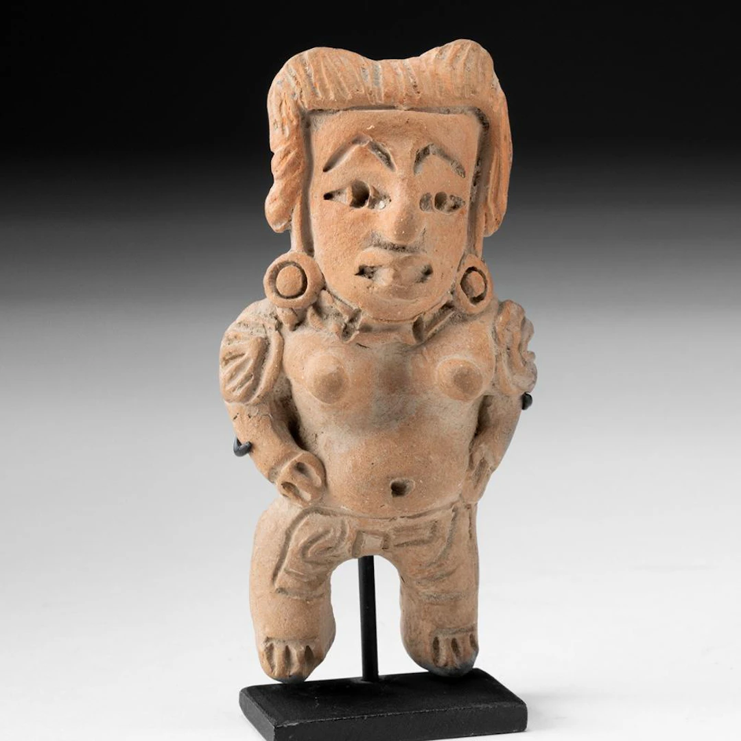 San Jeronimo Pottery Pregnant Female Figure with Earspools