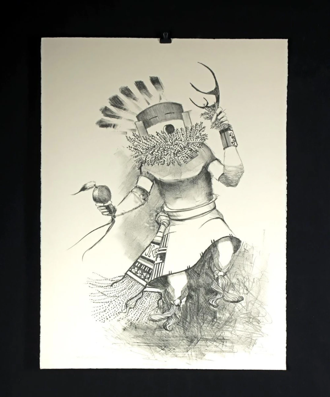 Patrick Swazo Hinds Lithograph "Kachina Dancer" (1972)