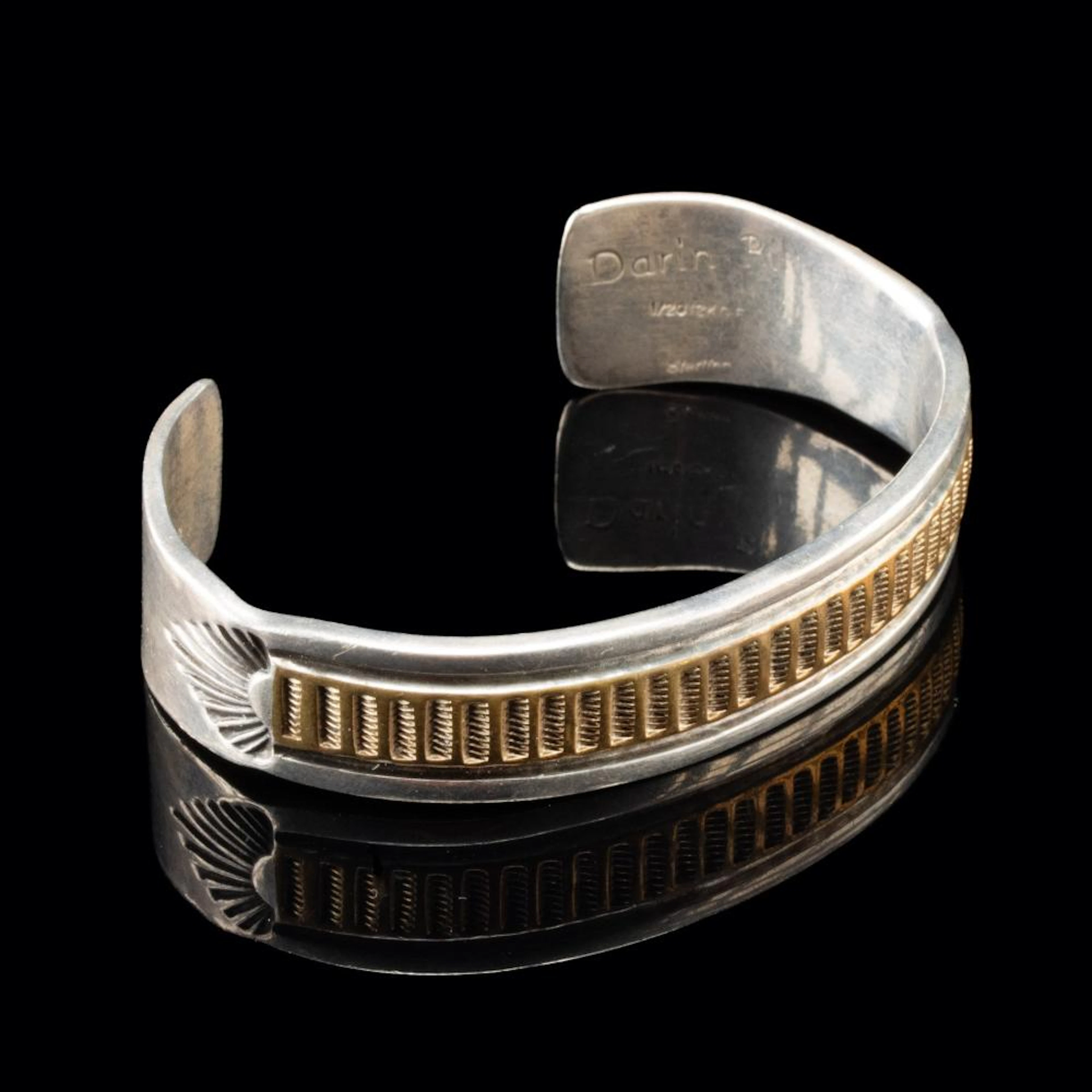 Navajo Sterling Silver & 12K Gold Cuff Bracelet by Darin Bill