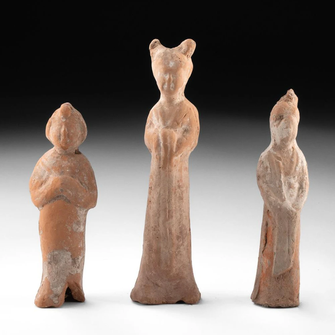 Chinese Tang Dynasty Terracotta Mingqi Tomb Figures, Group of Three