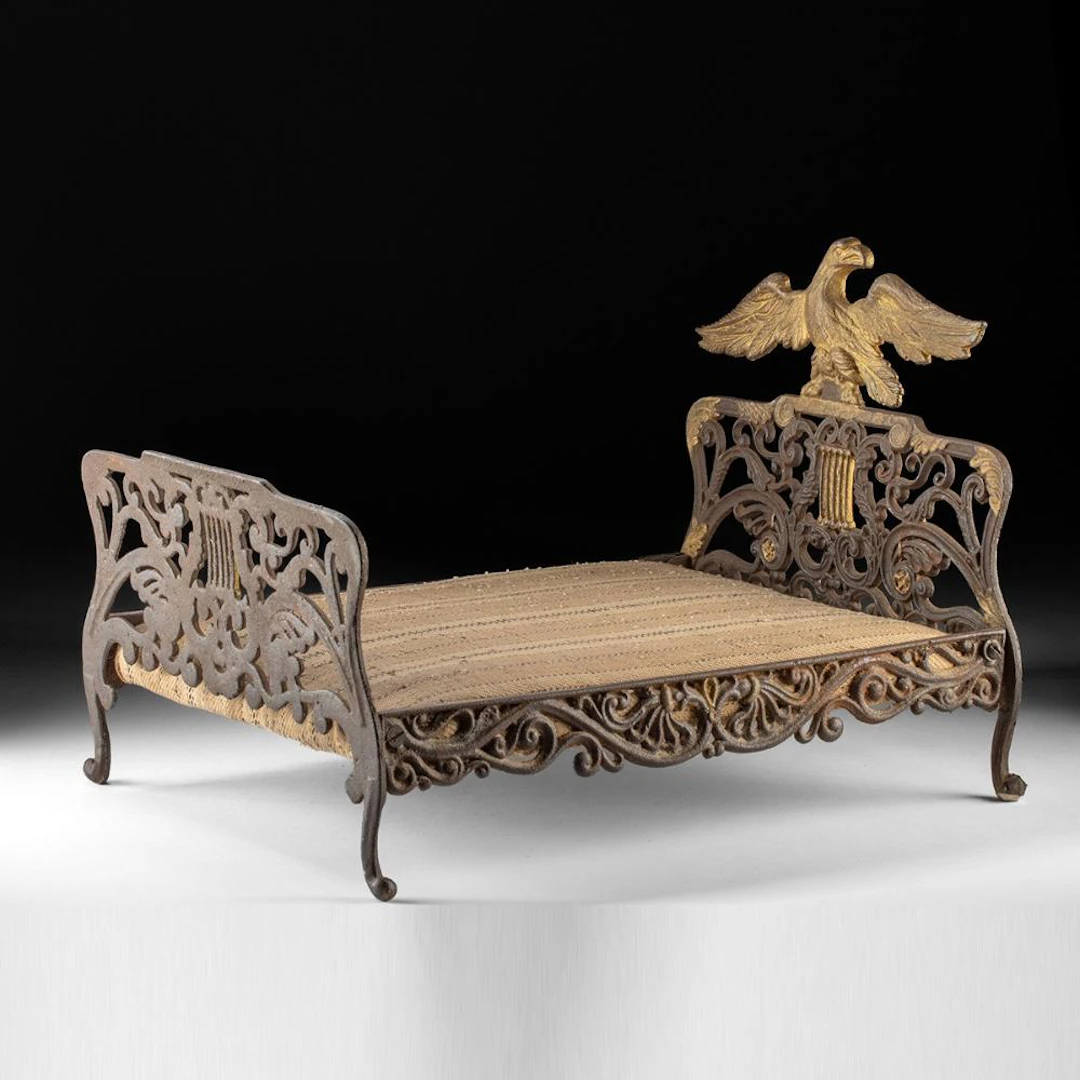 American Cast Iron Miniature Bed - Federal Eagle Headboard
