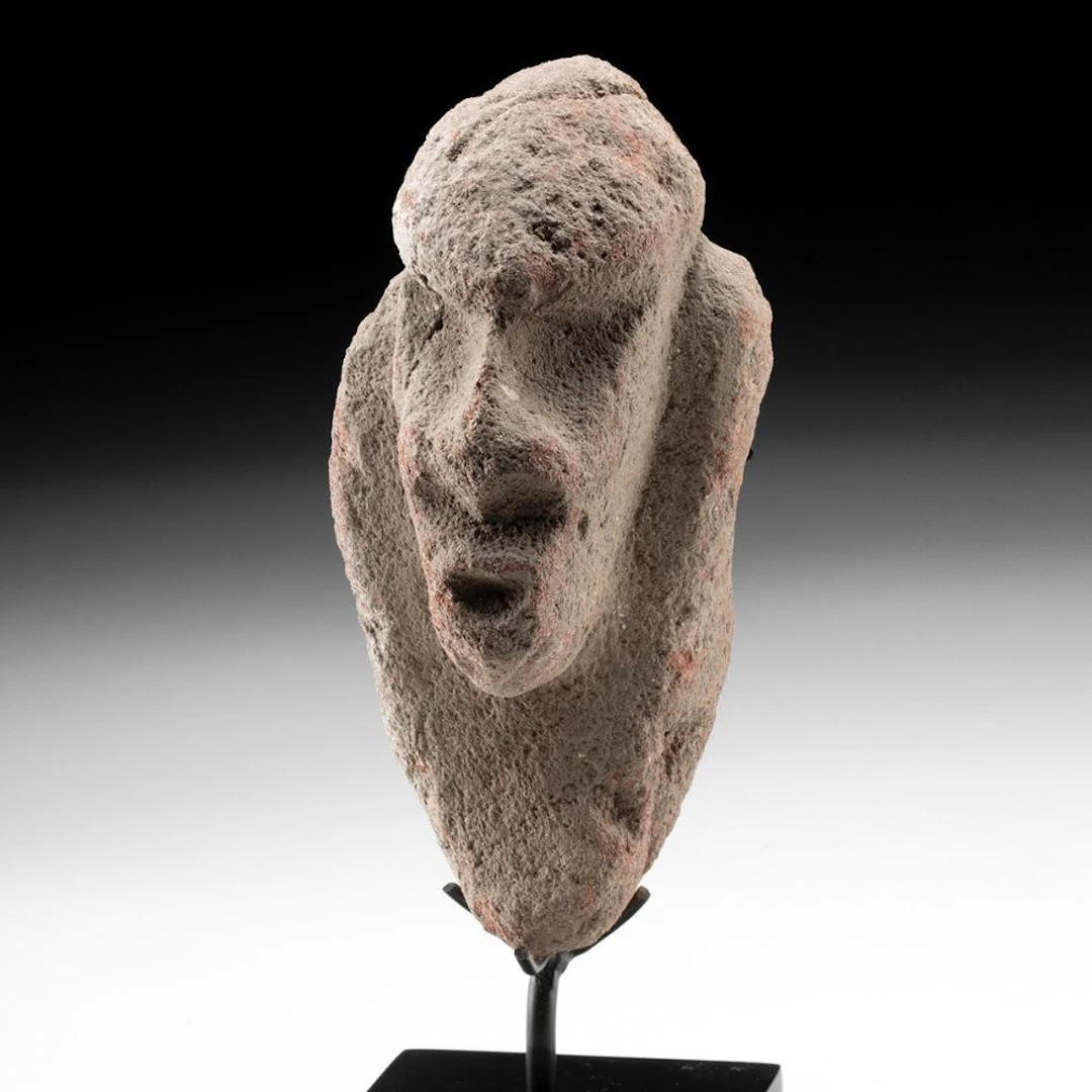 Veracruz Sandstone Head with Crest and Open Mouth