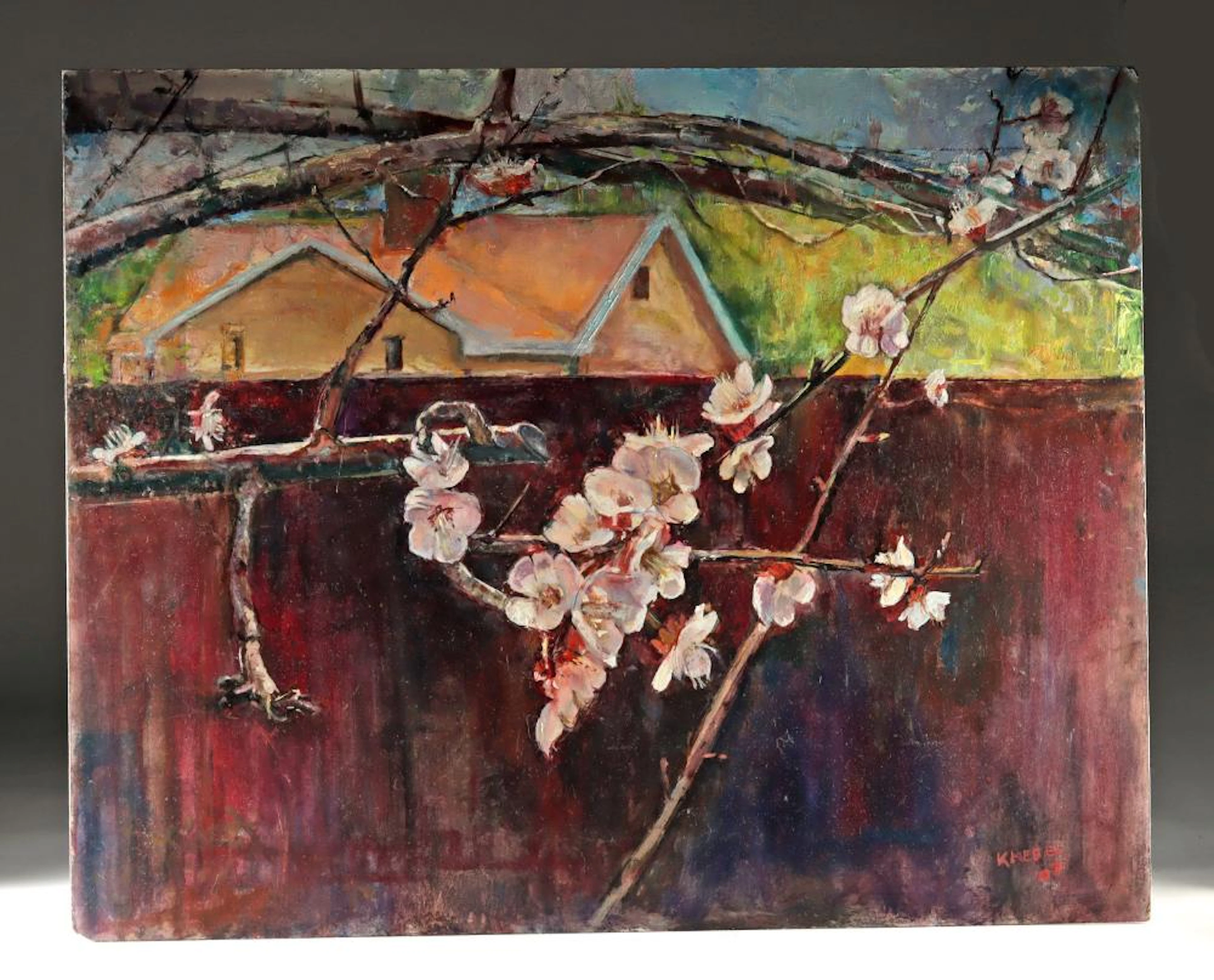 Arthur Knebel Oil Painting – Orchids Outside, Signed 2007, American Floral