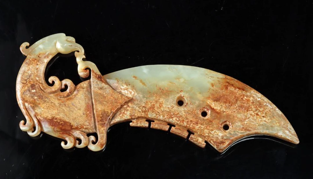 Chinese Nephrite Jade Knife w/ Phoenix Handle