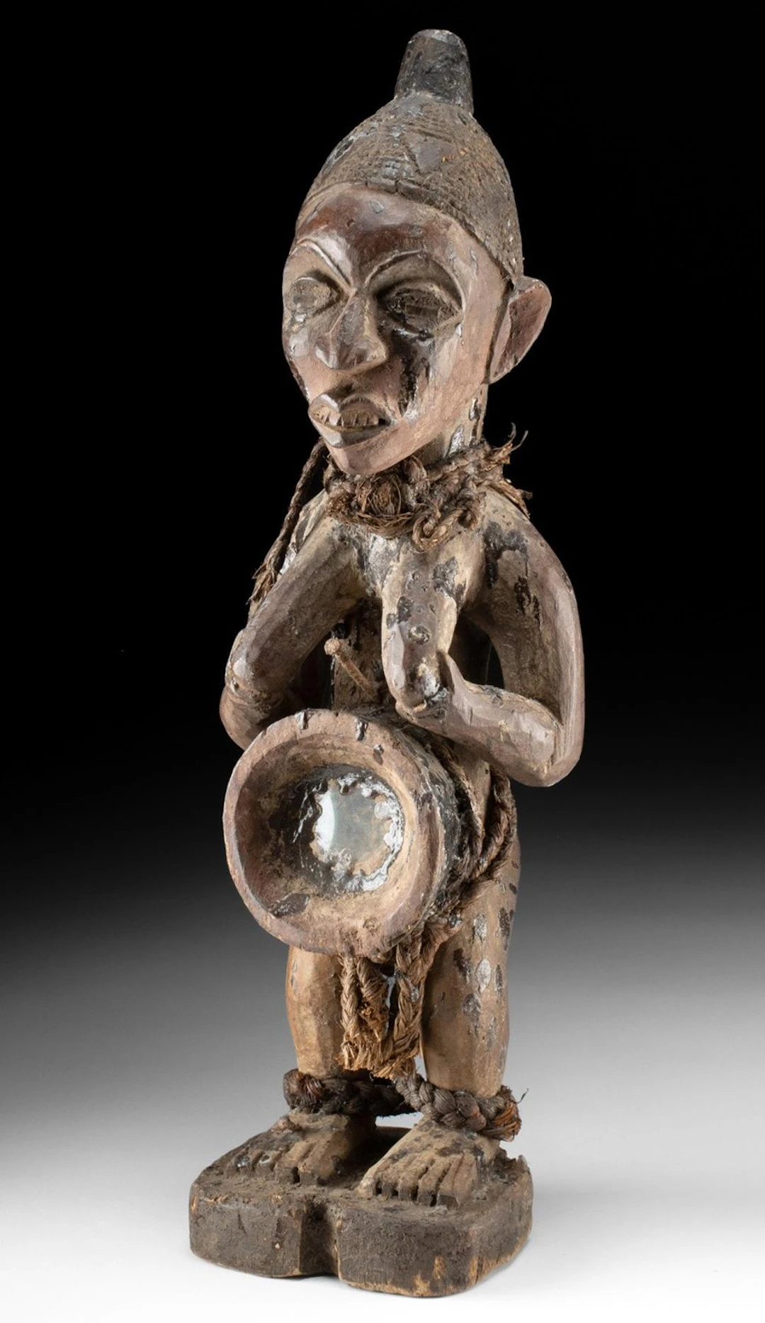Yombe Wood Nkisi Nkondi Figure - Glass Inset
