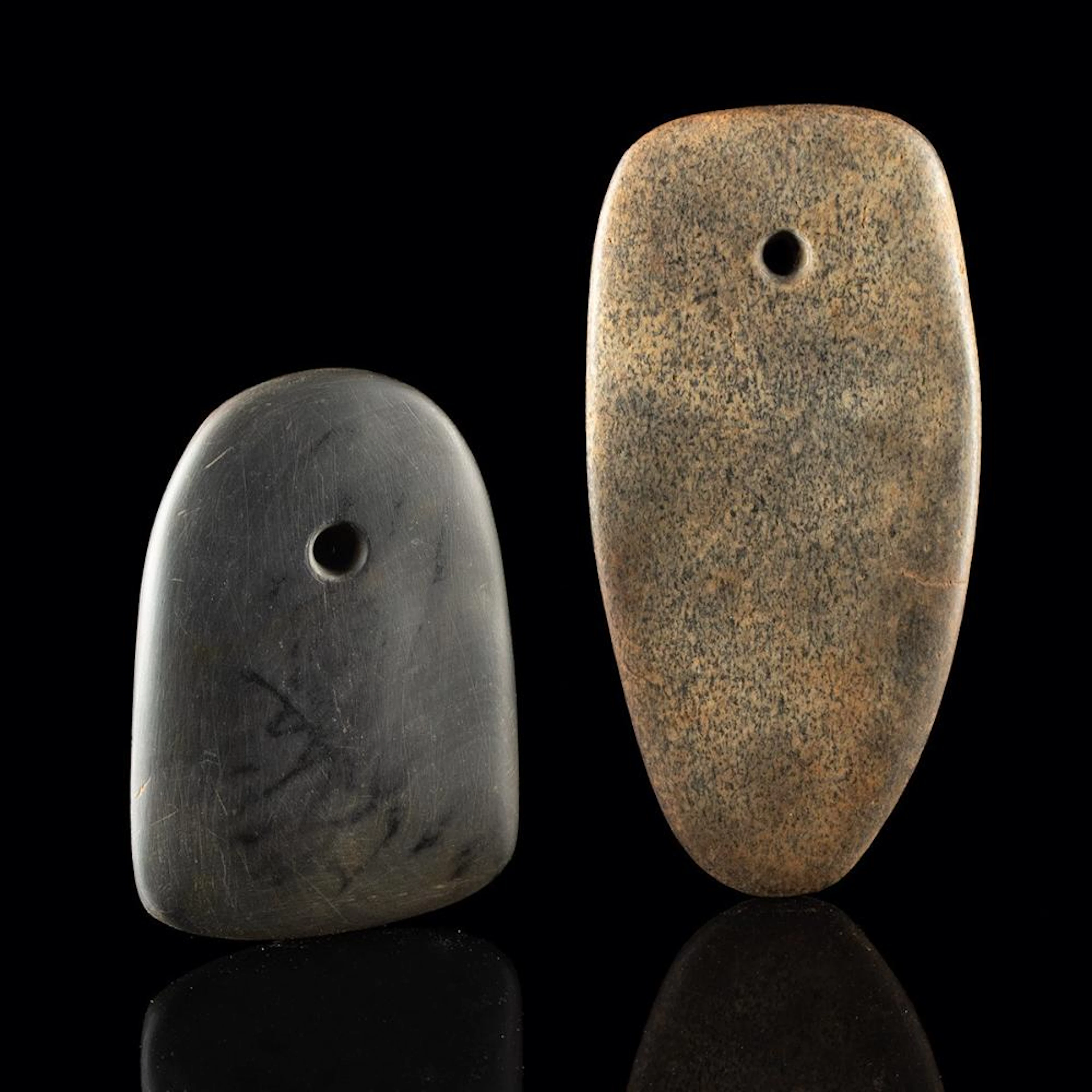 Two Native American Woodland Period Stone Pendant Gorgets