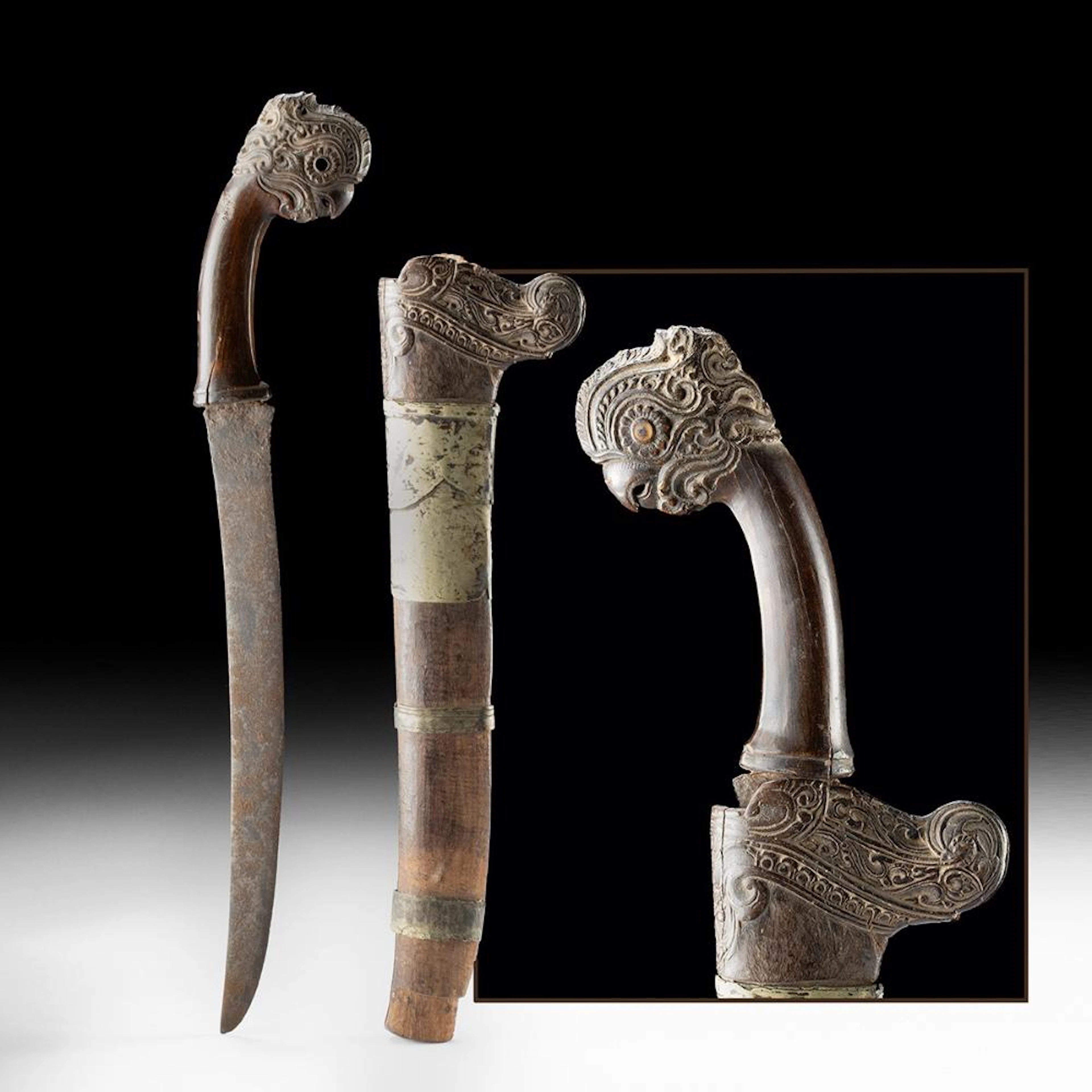 Javanese / Balinese Kelewang with Wood Scabbard and Garuda Handle