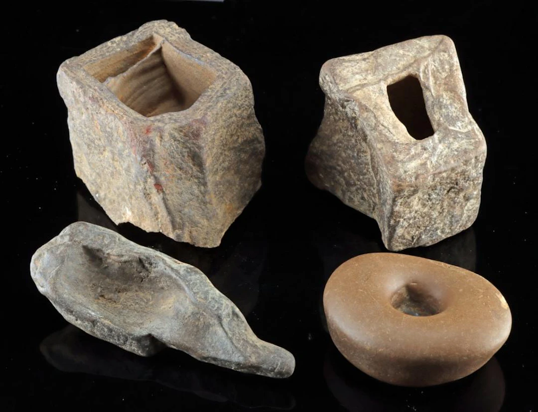 Mississippian Stone Implements - Drilling Capstone, Discoidal & Mano