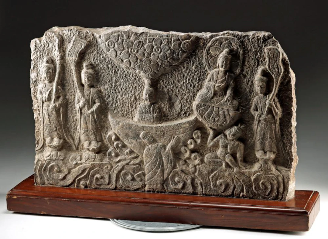 Ming Dynasty Stone Frieze Panel, Buddhist Narrative