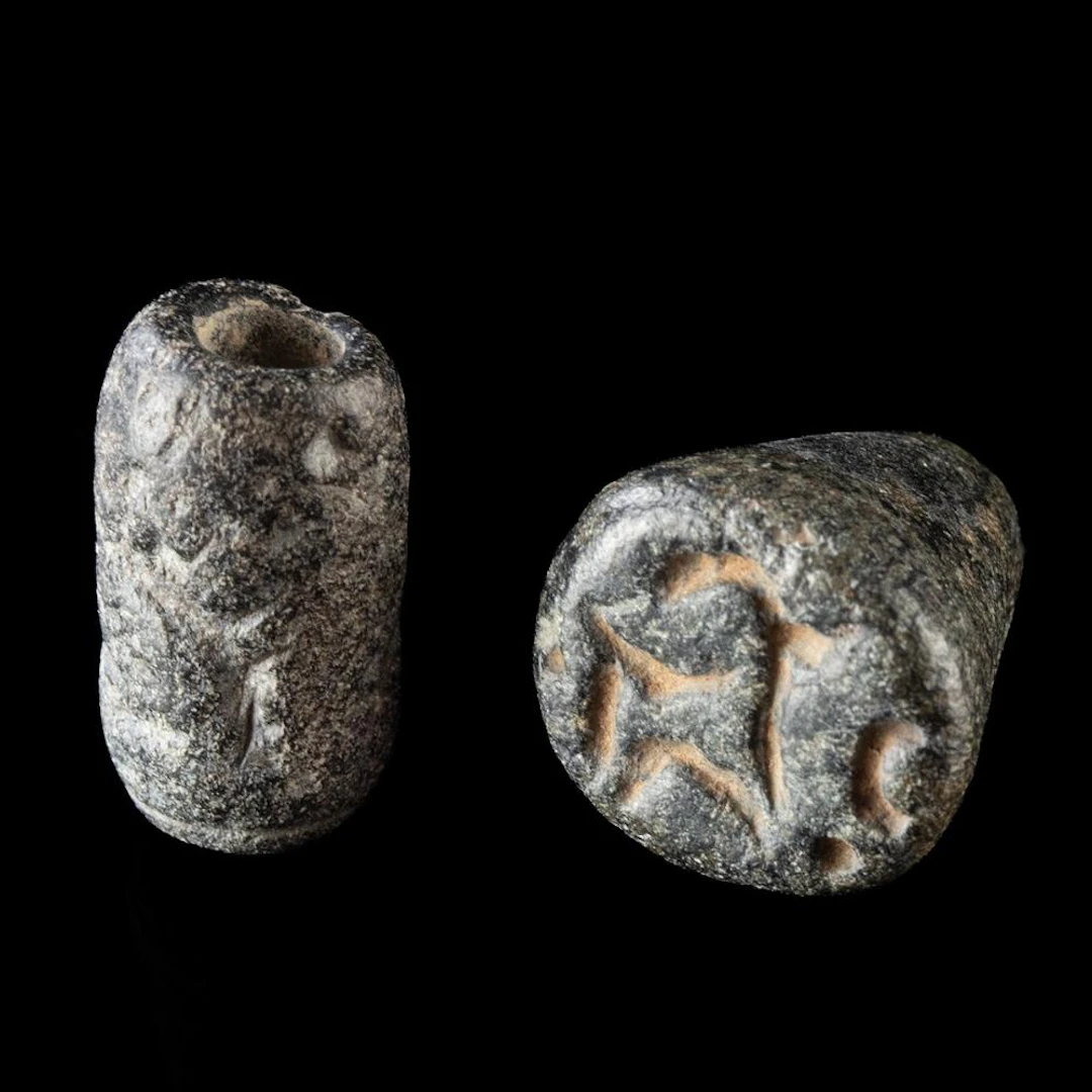 Two Mesopotamian Stone Stamp Seals - Conical & Cylinder
