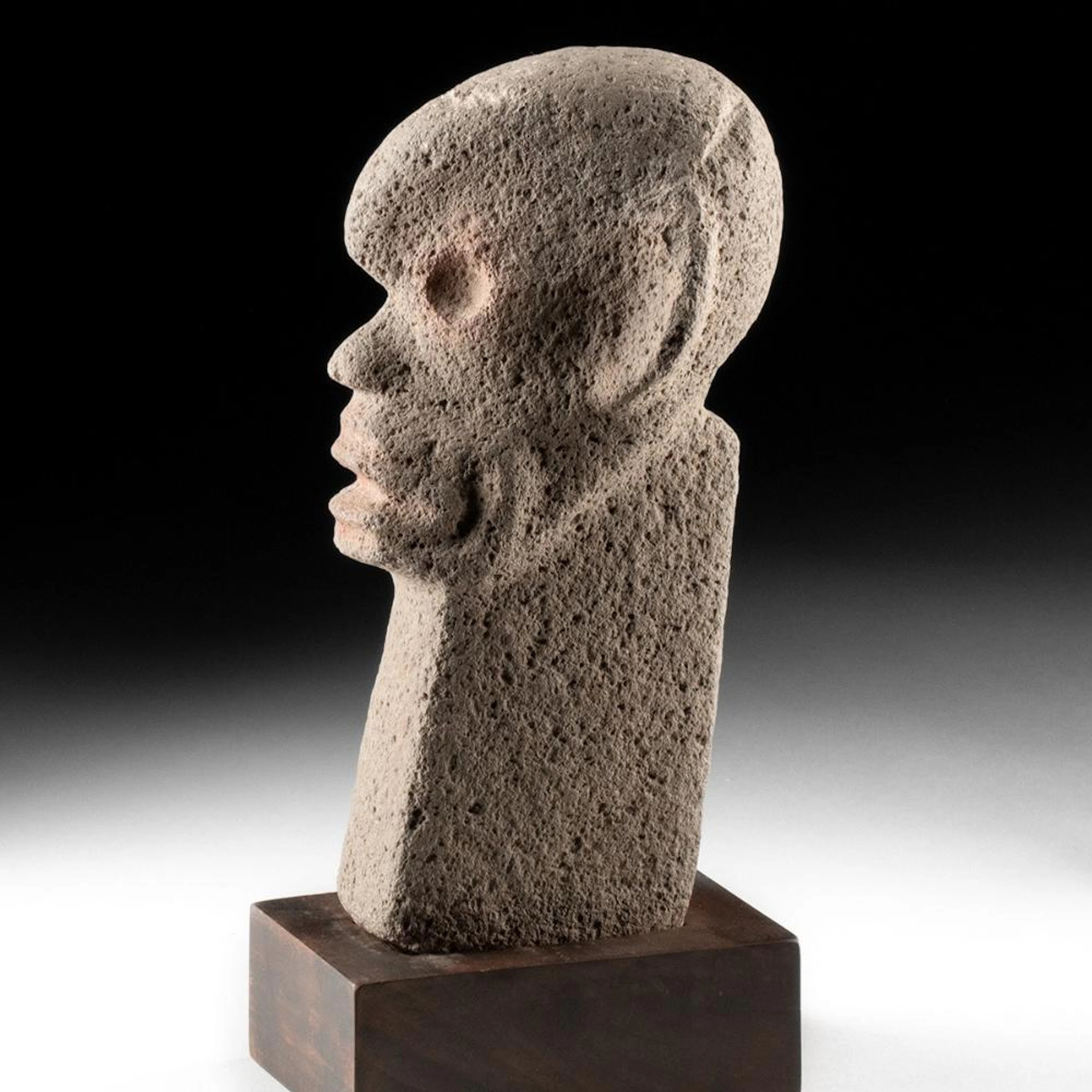 Maya Volcanic Stone Hacha or Tenon Head, Monkey or Human Form