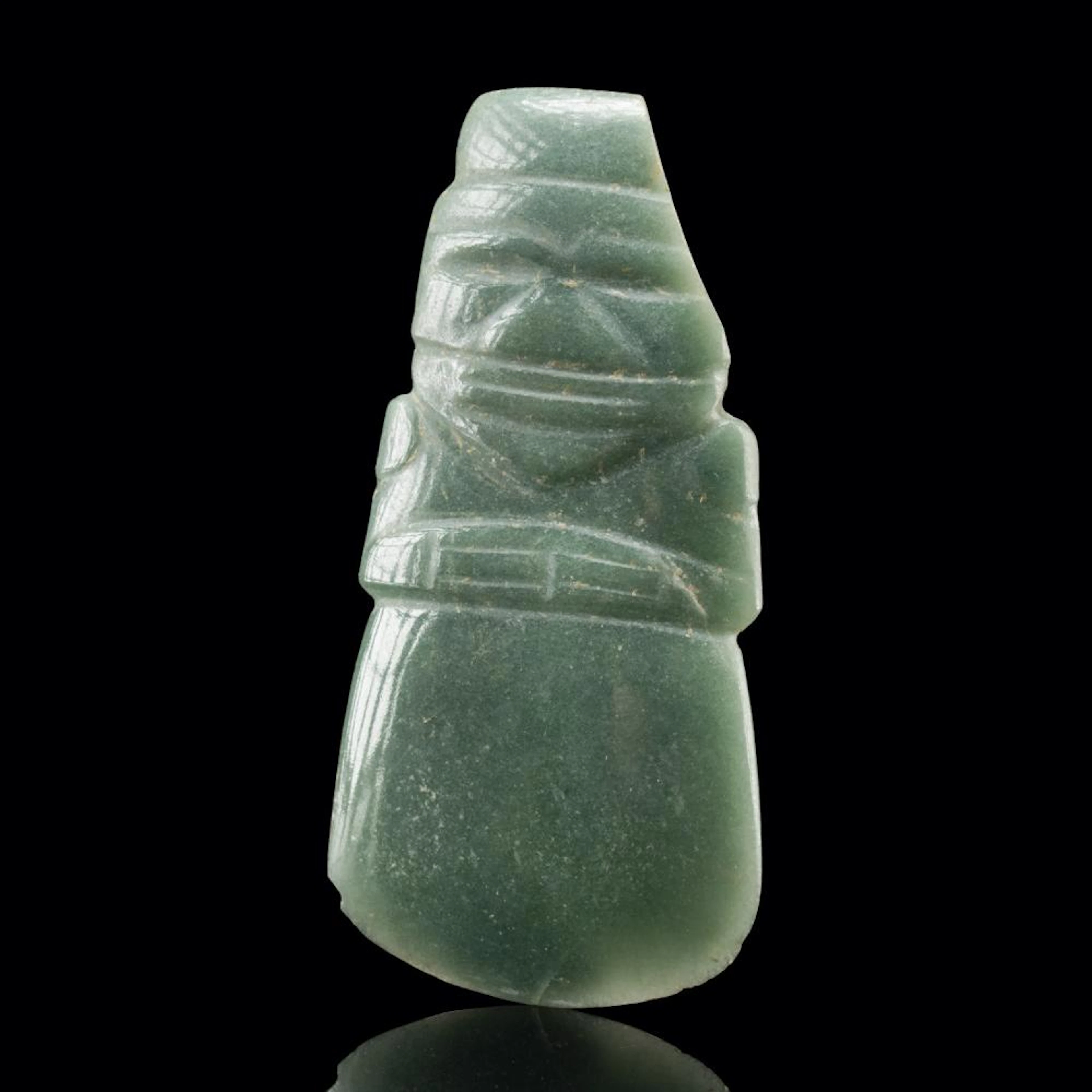 Costa Rican Jade Axe God Pendant with Celt Blade