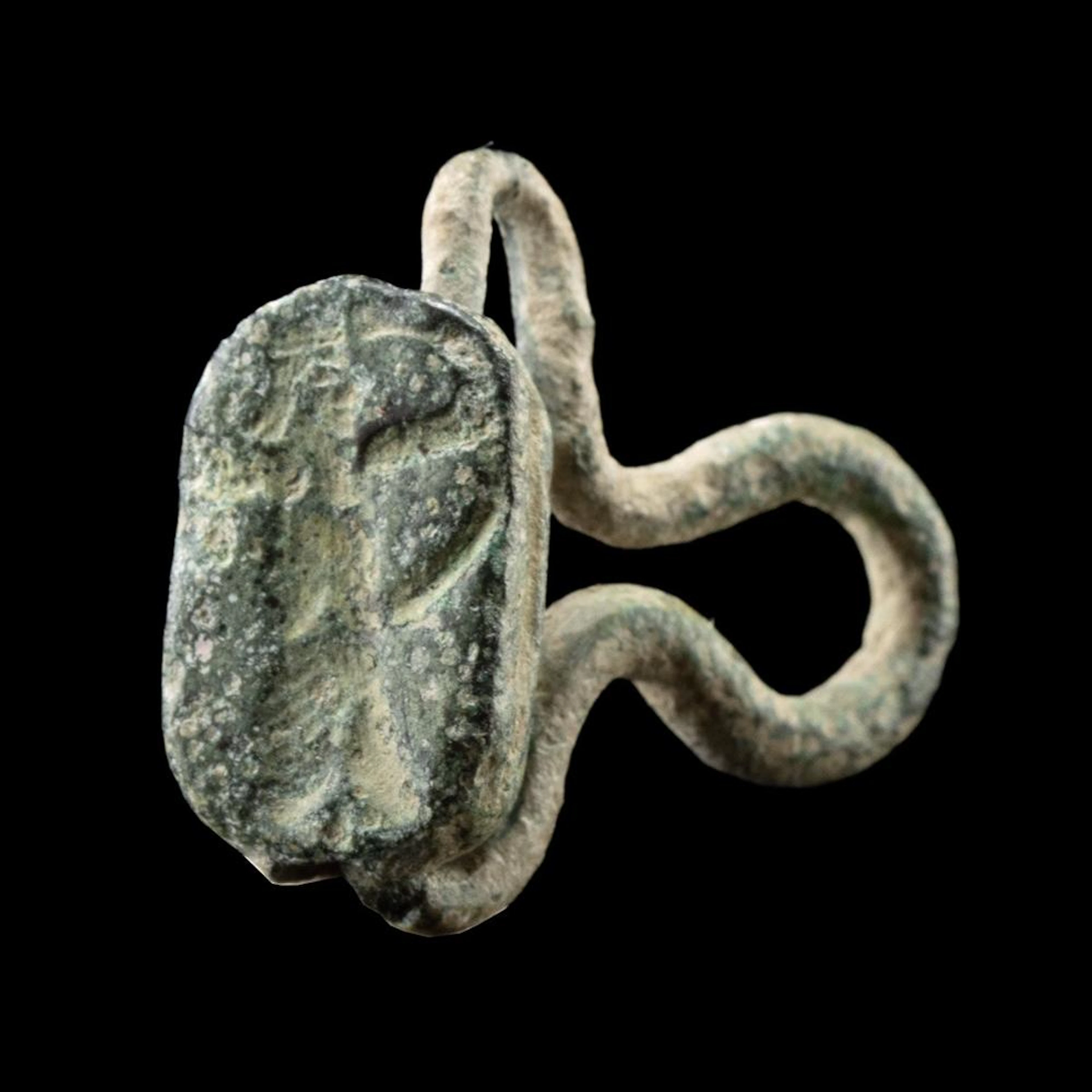 Phoenician Bronze Scarab Swivel Pendant with Archer