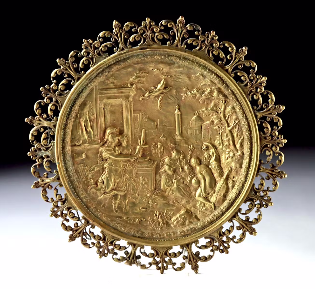 17th C. German Brass Relief Plaque After Hans Jacob Bayr (Minerva)