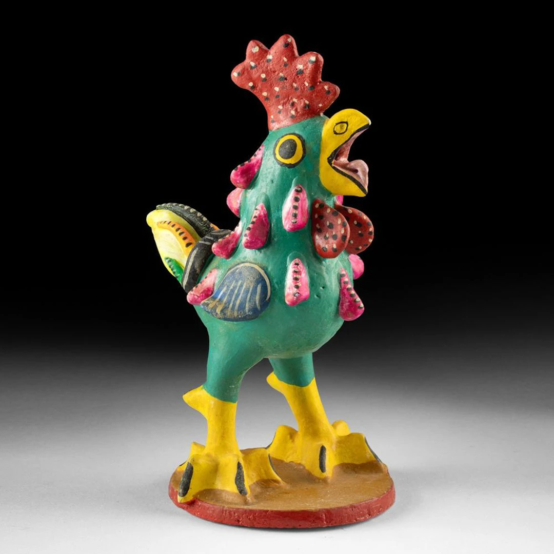 Vibrant Mexican Folk Art Ceramic Rooster - by Juan Jose Ramos Medrano