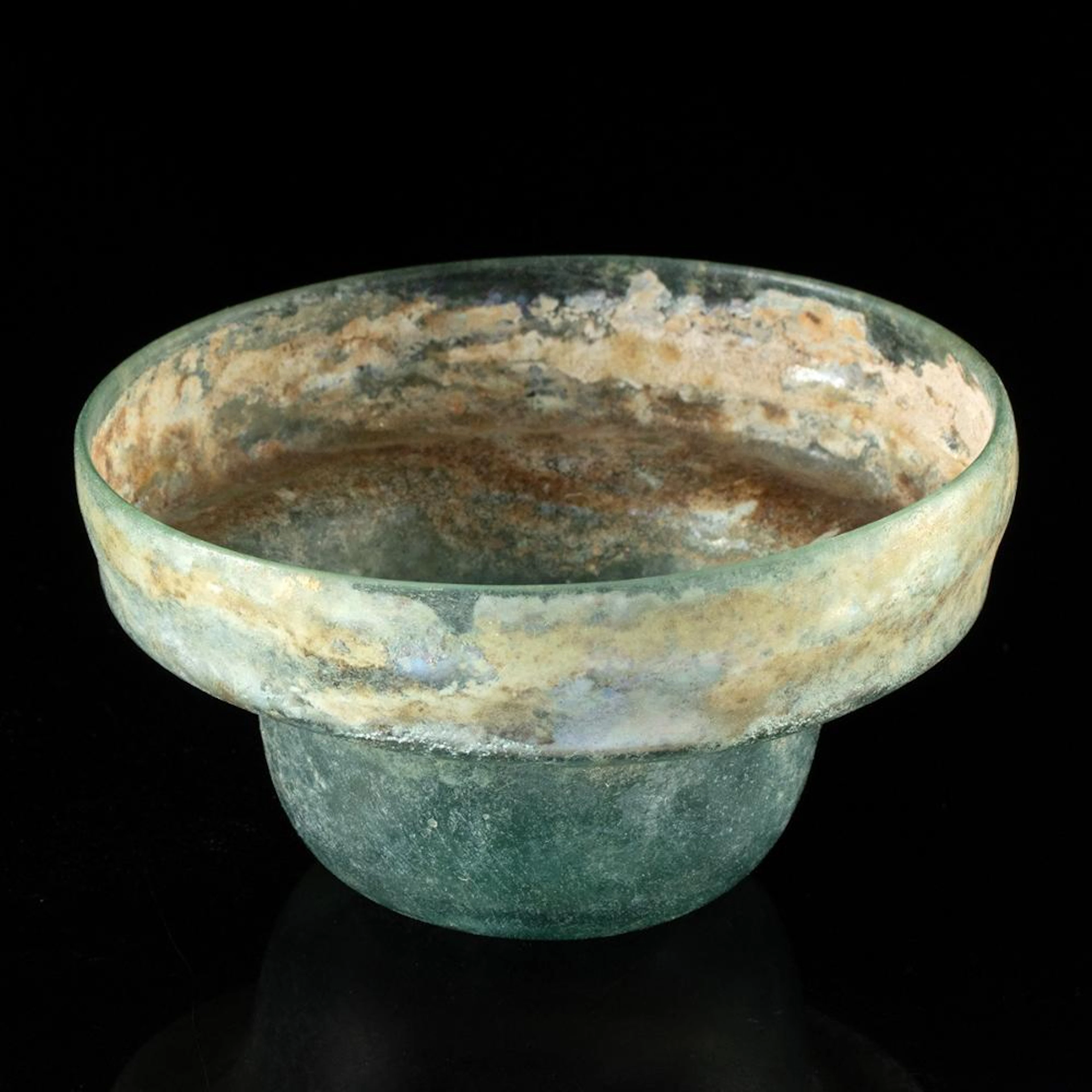 Ancient Holy Land Roman Glass Drinking Cup, Iridescent