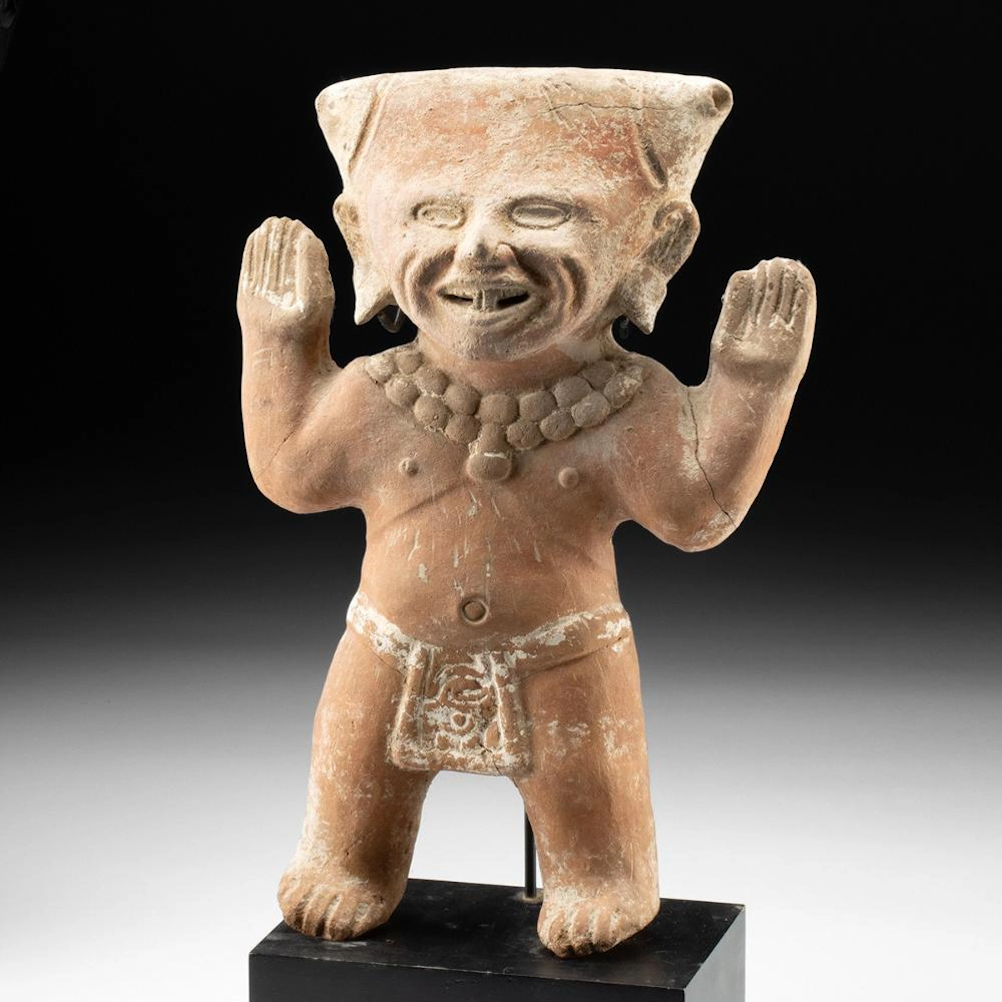 Veracruz Remojadas Sonriente Smiling Figure, Raised Arms, ex-Bonham's