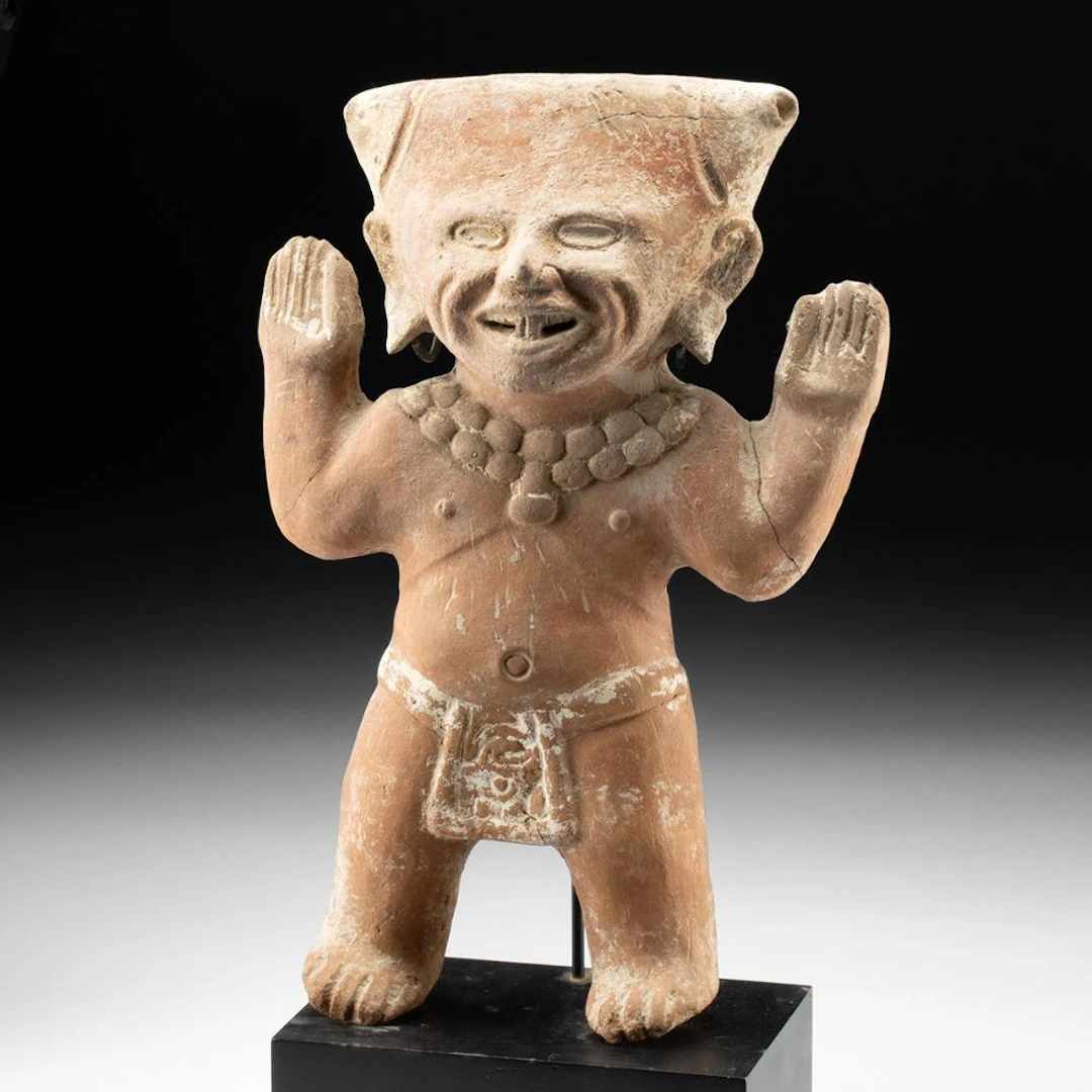 Veracruz Remojadas Sonriente Smiling Figure, Raised Arms, ex-Bonham's
