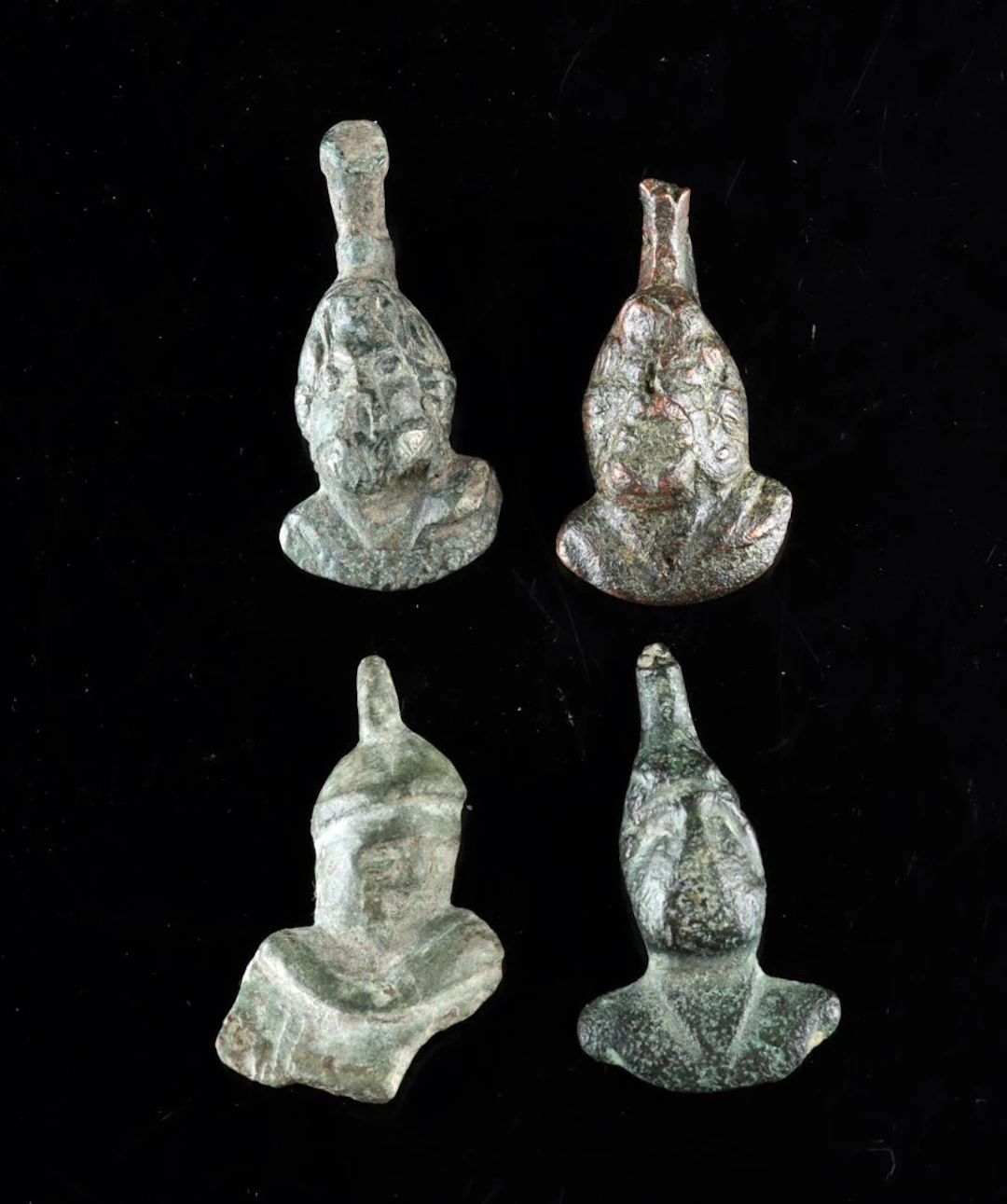 Roman Leaded Bronze Steelyard Weights - Group of Four Busts