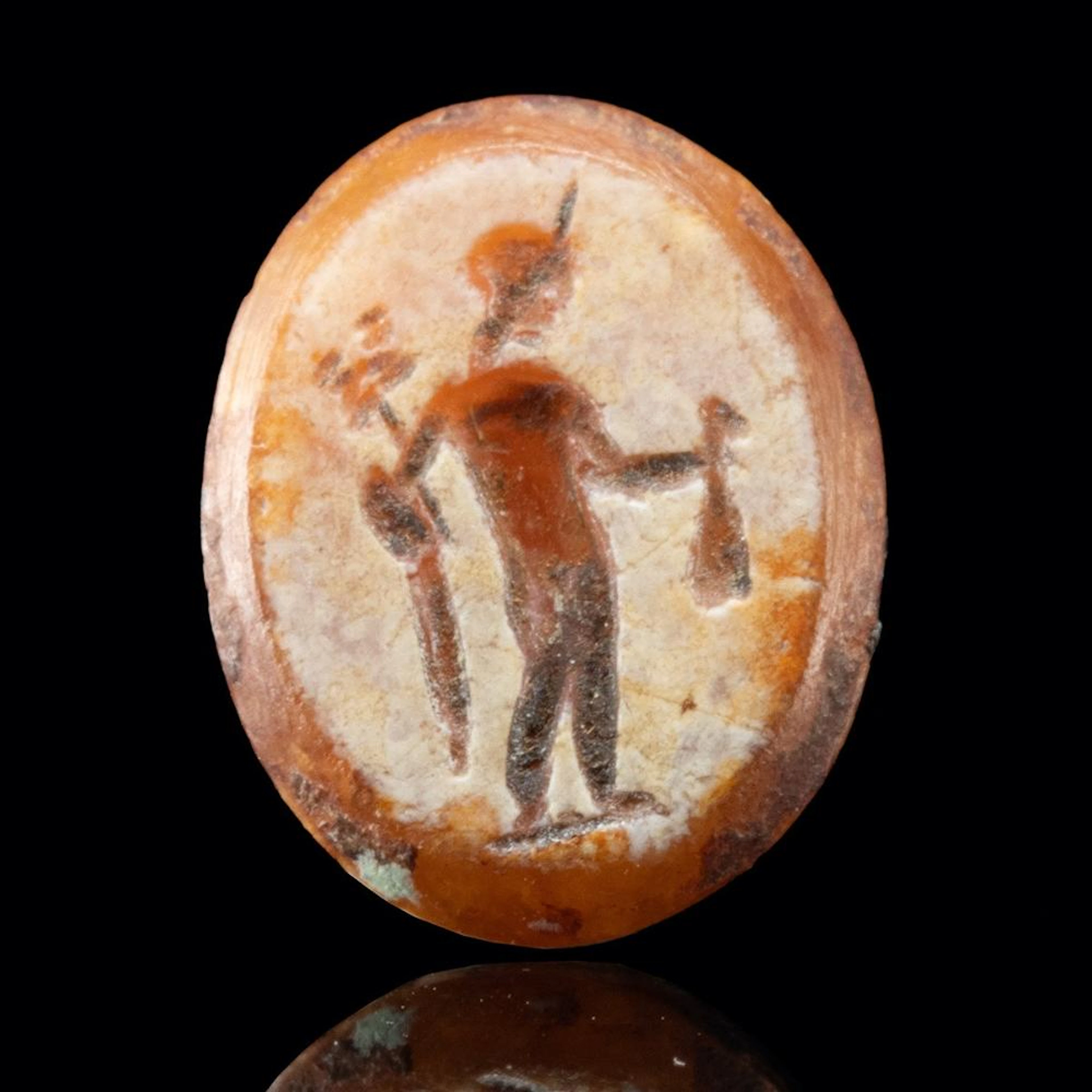 Roman Agate Intaglio of Mercury with Purse and Caduceus