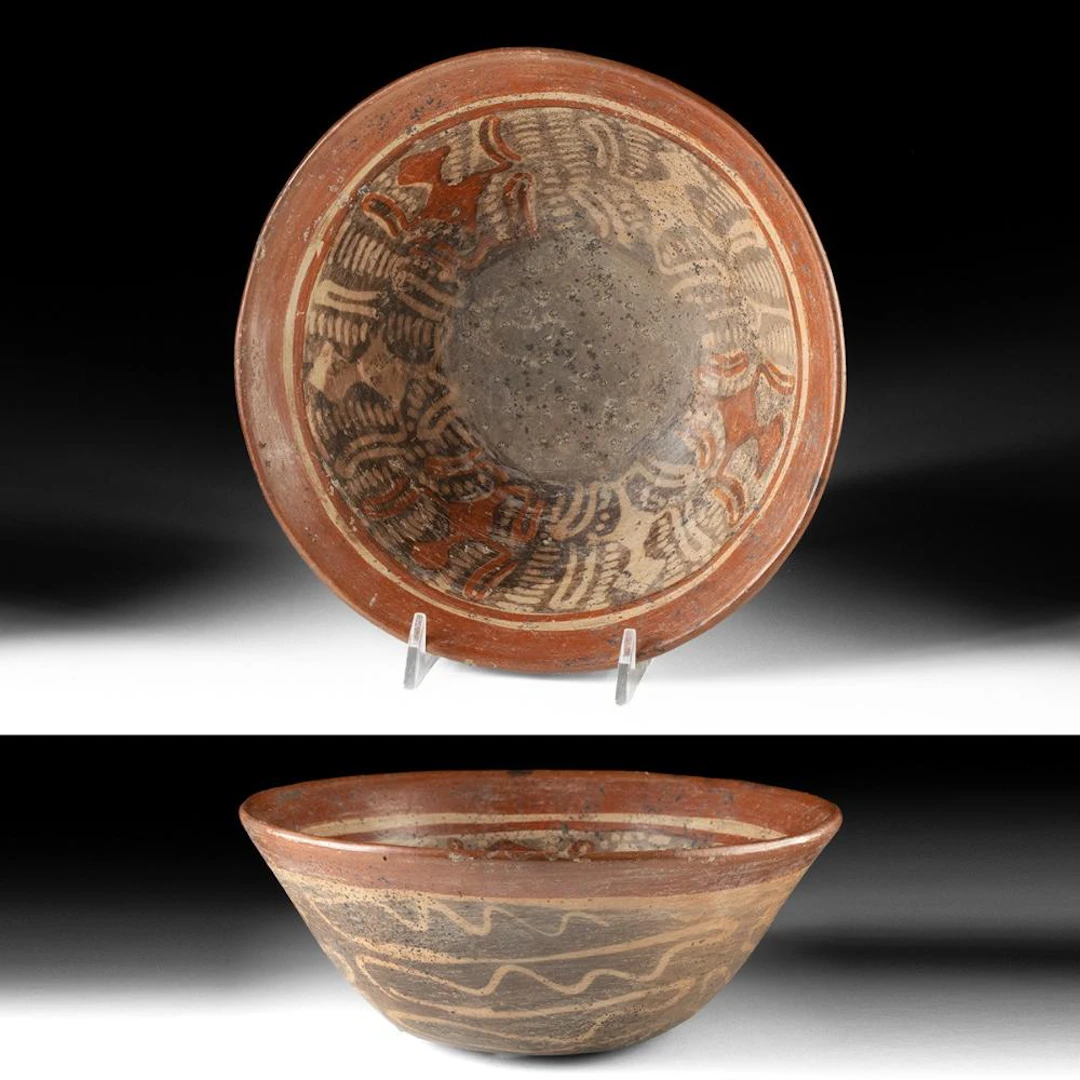 Nayarit Resist-Painted Bowl with Stylized Human Figures