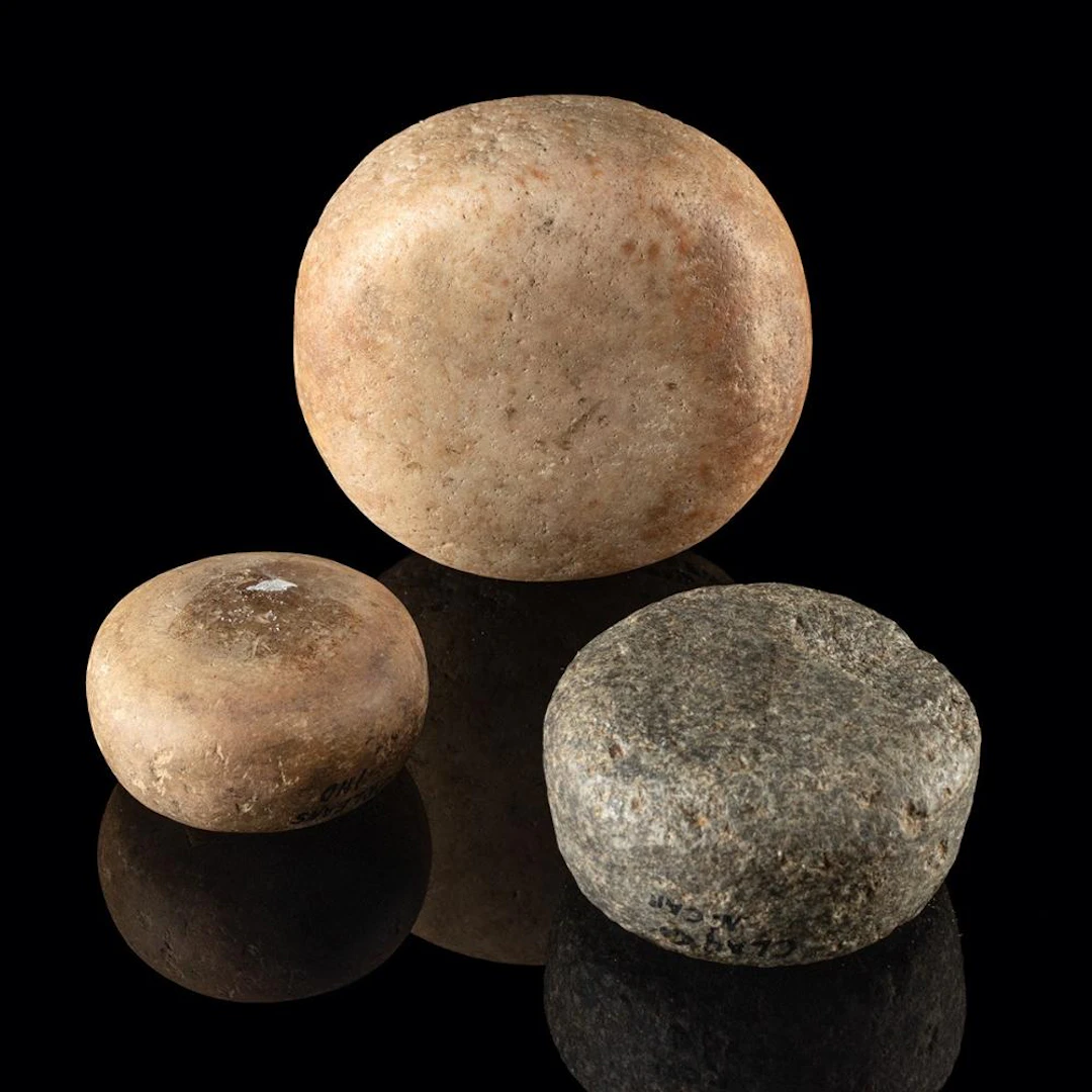 Three Mississippian Stone Discoidals, Chunkey Game Stones