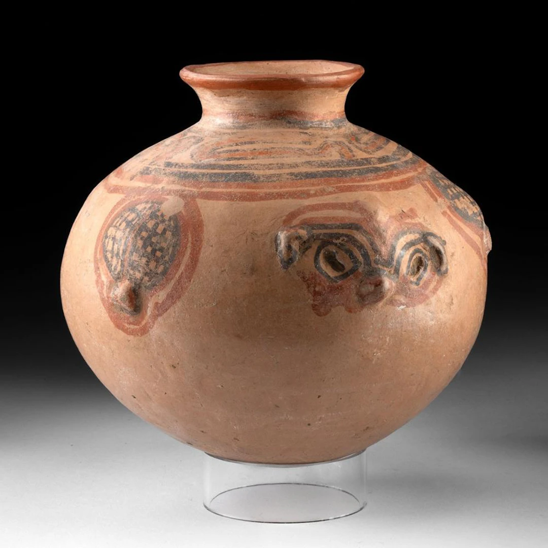 Costa Rican Nicoya Polychrome Jar w/ Owl Face