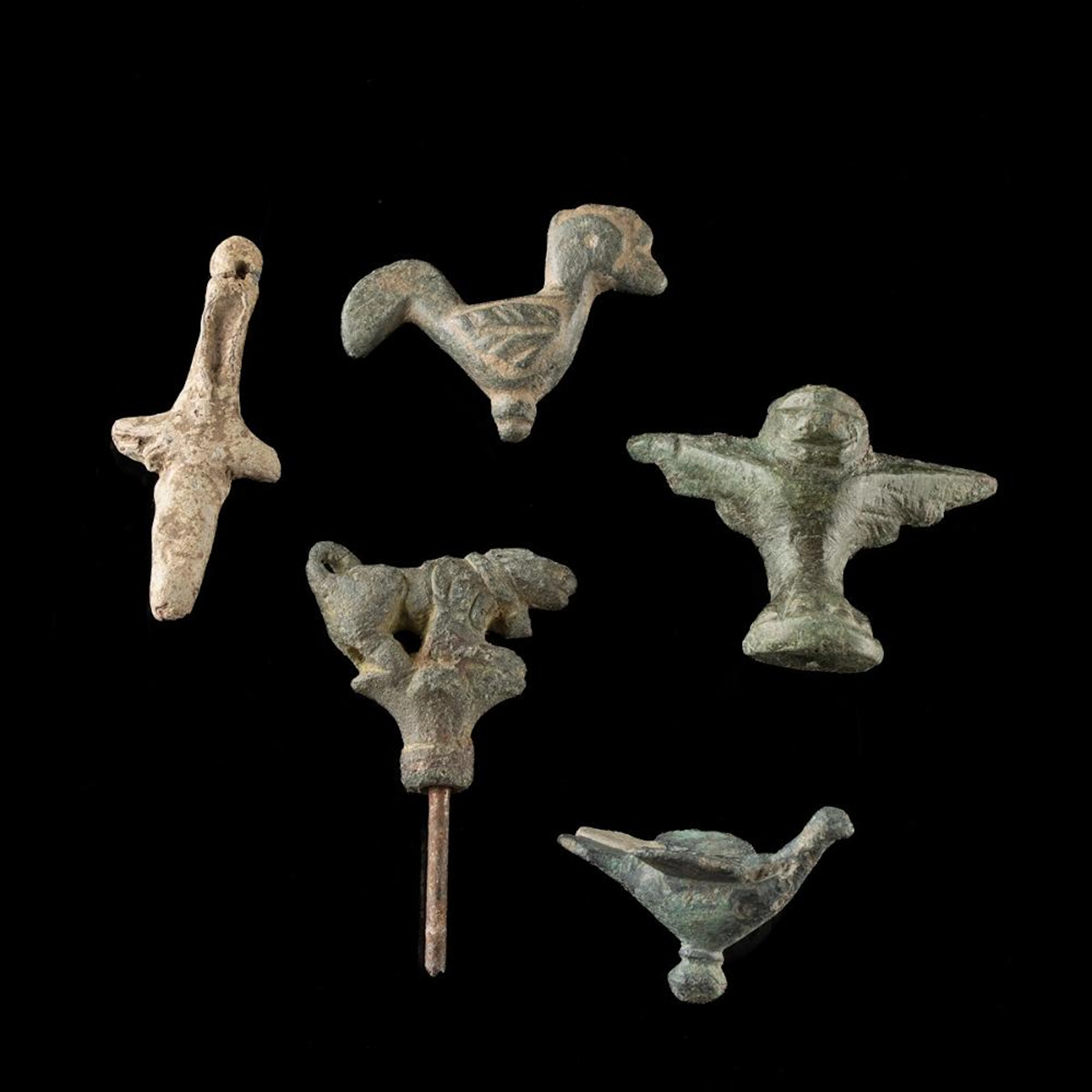 Five Roman to Byzantine Miniature Figures - Animals & Cross