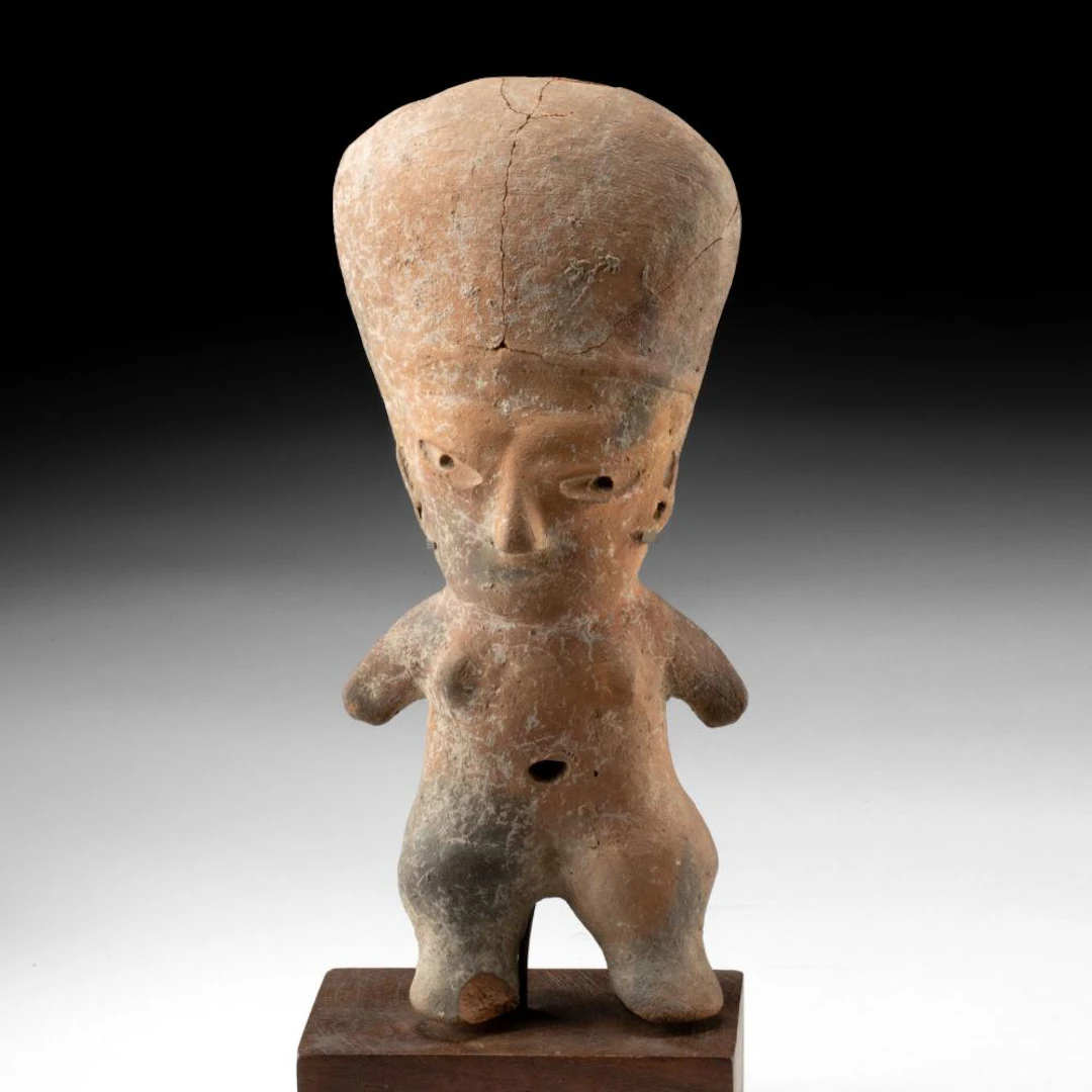 Large Tlatilco Pottery Female Figure with Flared Headdress