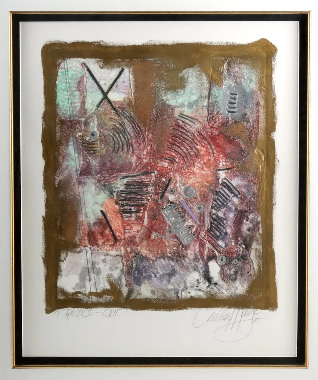 Cecelia Mayr Mixed Media Painting - "Relics - CVII"