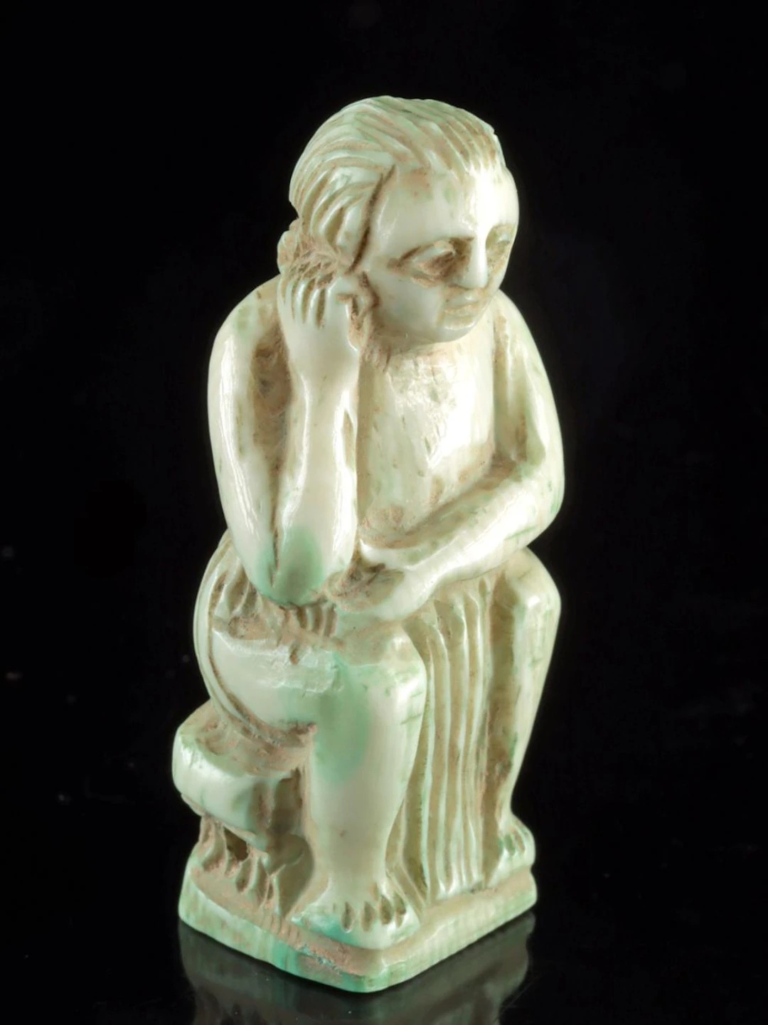 Rare Roman Ivory Figure - Youthful Seated Male