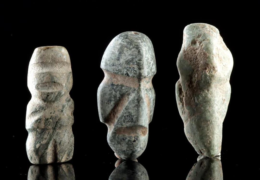Three Mezcala Culture Greenstone Figures, Guerrero