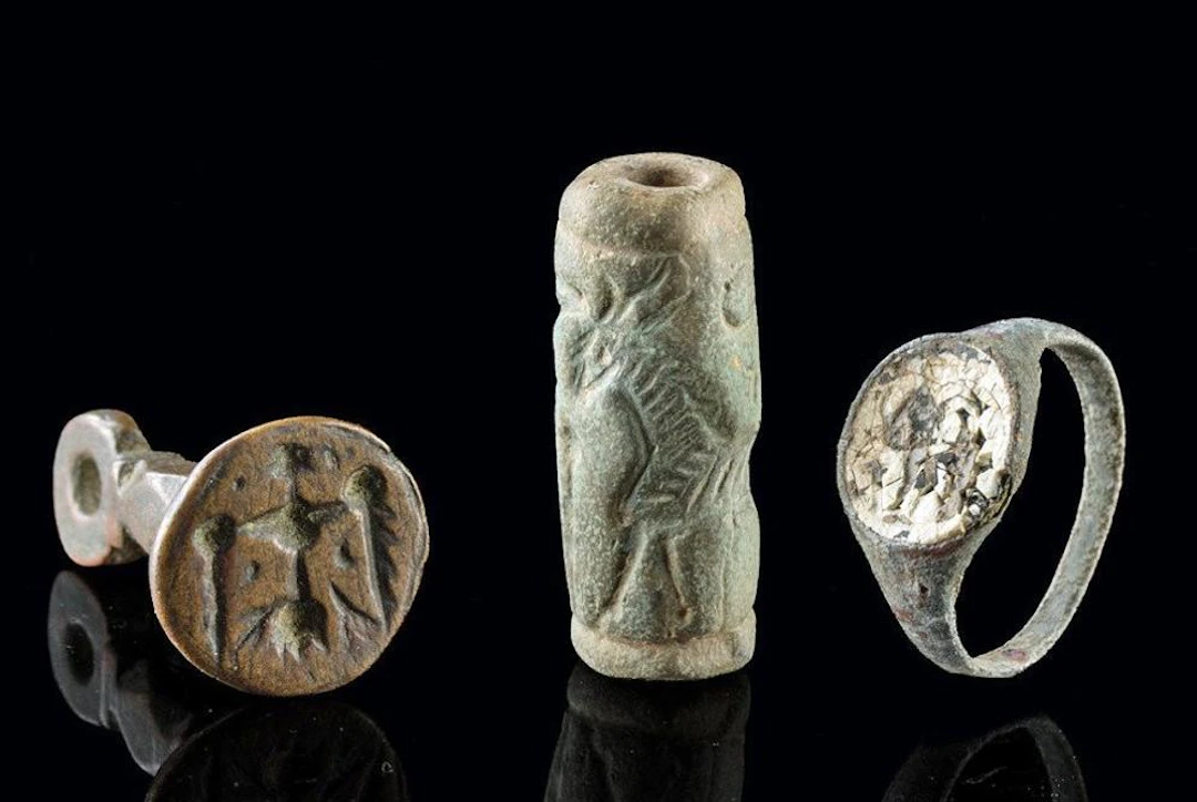 3 Ancient Seals | Mesopotamian Archer Cylinder Seal, Roman Ring, Scythian