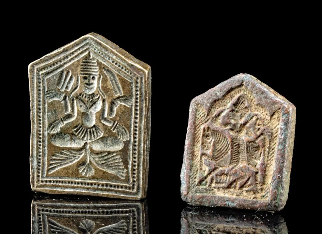 19th C. Indian Bronze Jewelry Pendant Molds | Durga with Trident