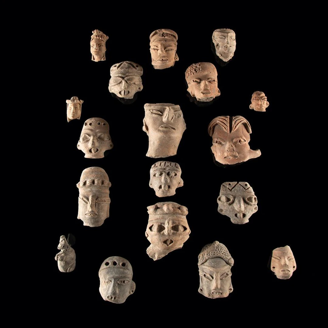 Pre-Columbian Mexico Pottery Figural Head Fragment Group of 18