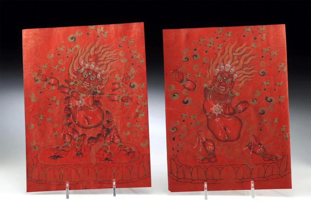 Tibetan Hayagriva & Guru Dragpo | Wrathful Deity Paintings on Paper