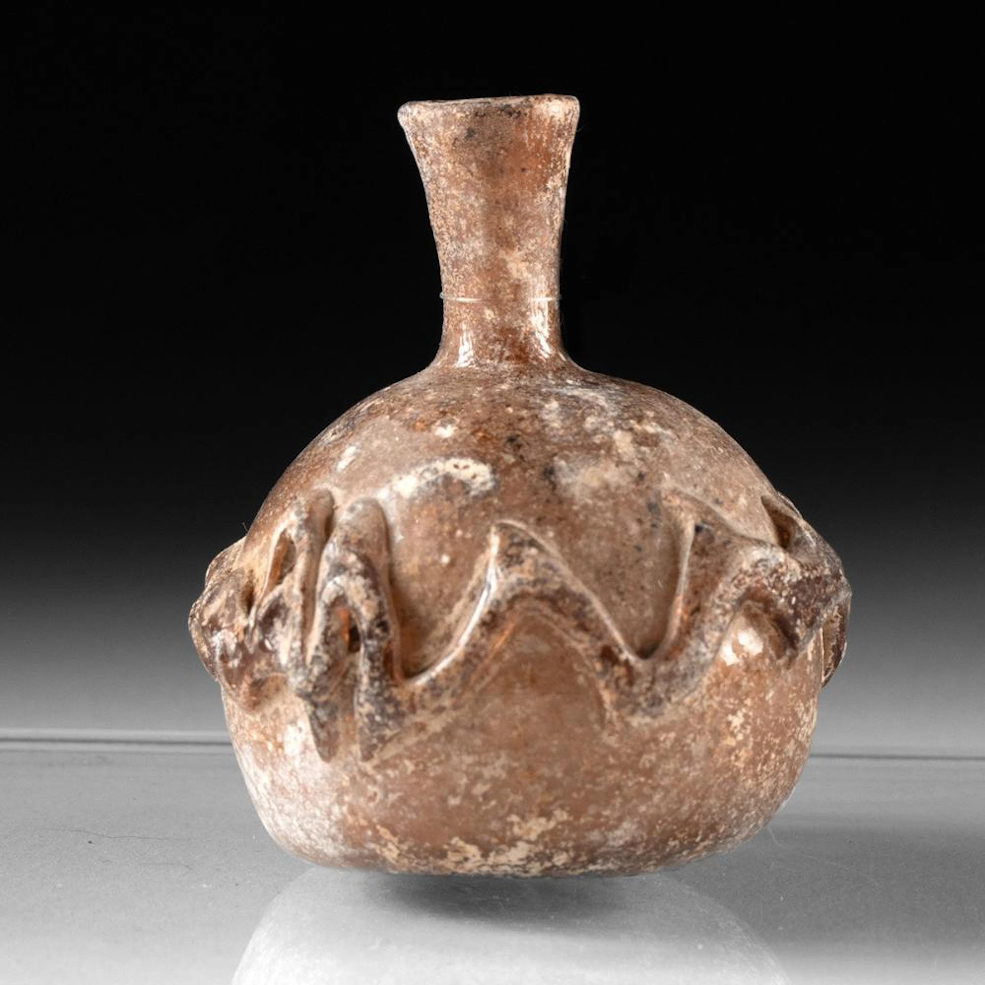 Roman Judaea Aubergine Glass Miniature Bottle, Zigzag Trail