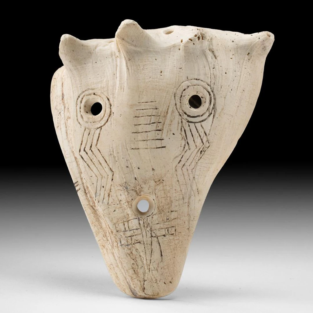 Mississippian Shell Face Maskette Gorget | Weeping Eye Motif