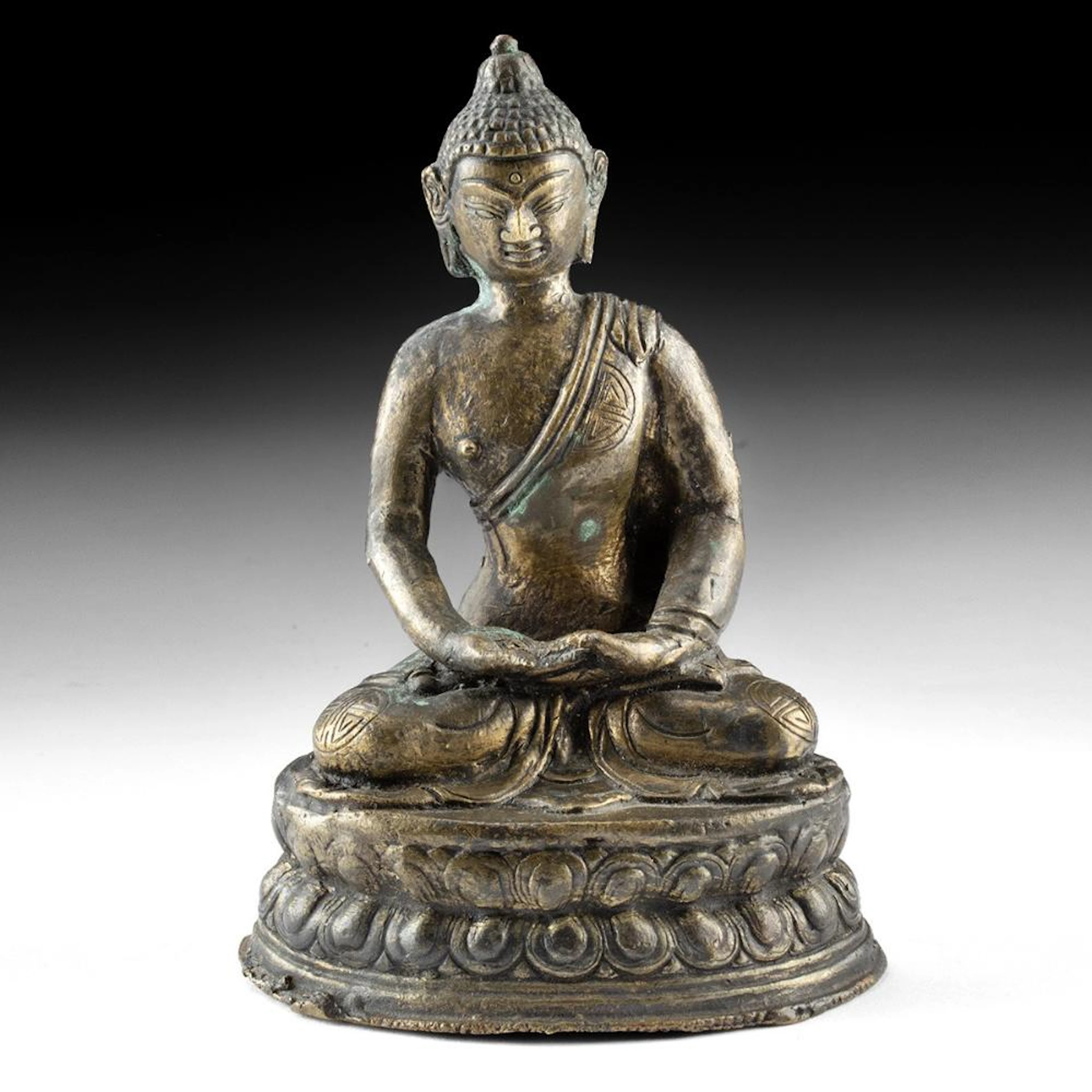 Sino-Tibetan Brass Buddha - Amitabha in Dhyana Mudra on Lotus Throne