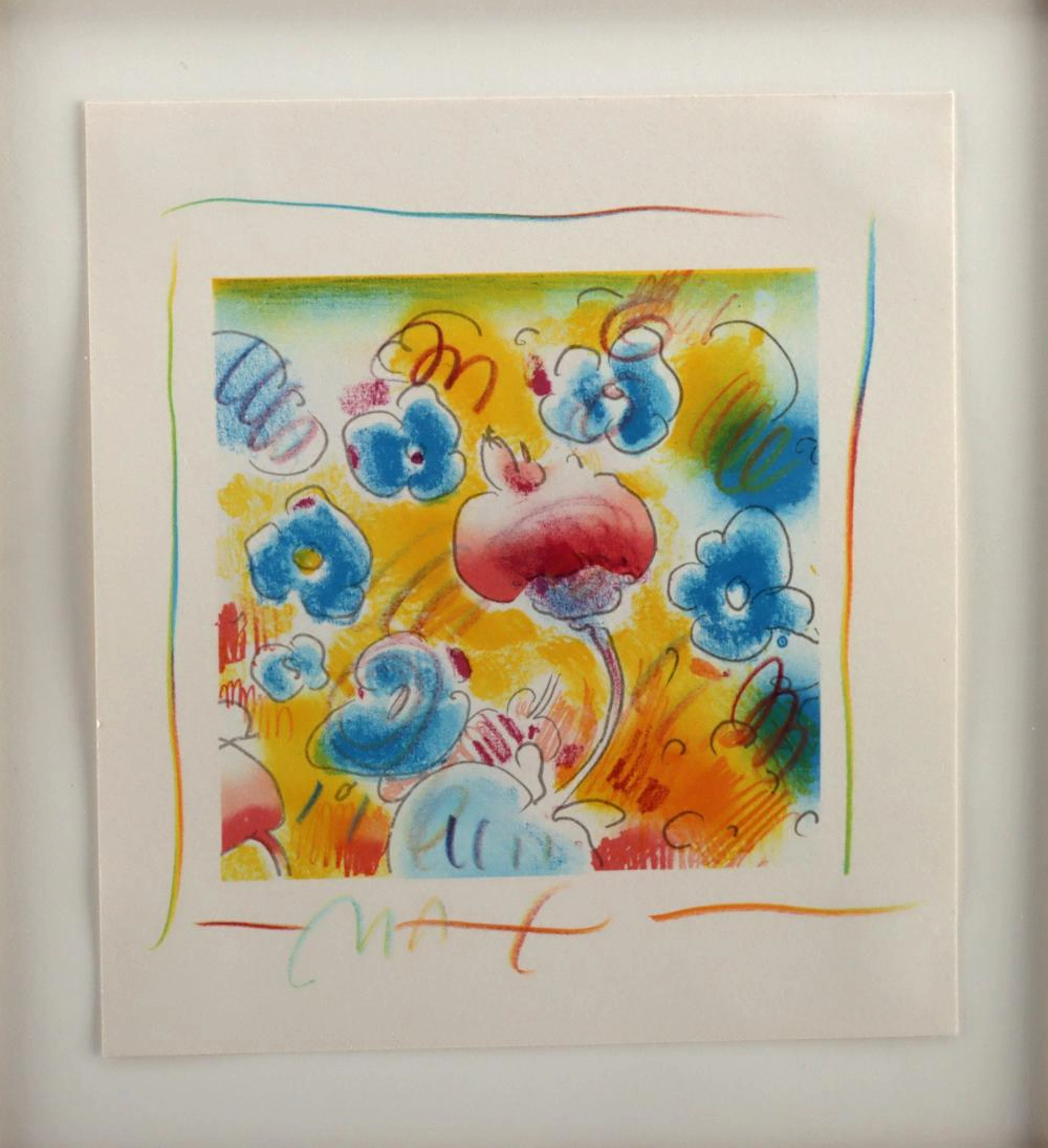 Peter Max Mixed Media Lithograph "Flowers" (1993)
