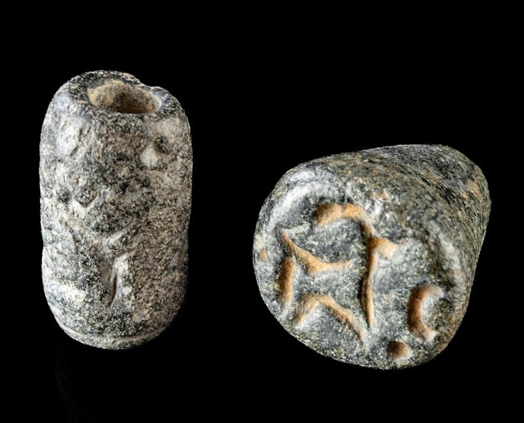 Mesopotamian Conical Stamp Seal with Goat and Kid + Cylinder Seal