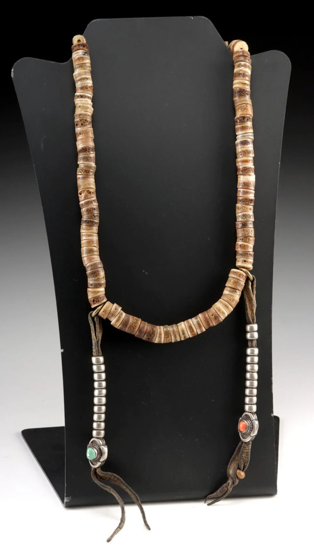 Tibetan Buddhist Mala, Bone Beads with Coral & Turquoise