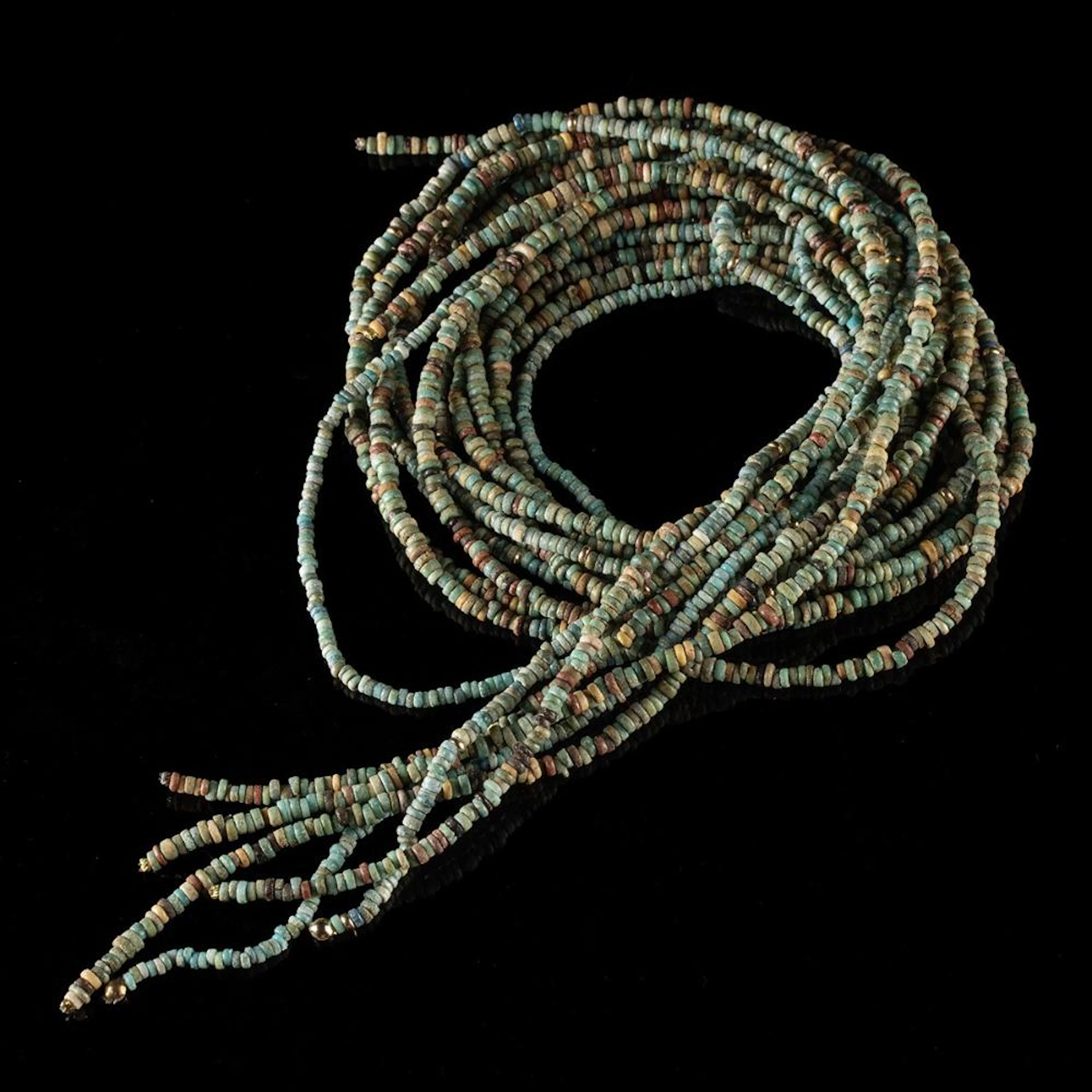 Six Egyptian Faience Bead Strands, Late Period to Roman