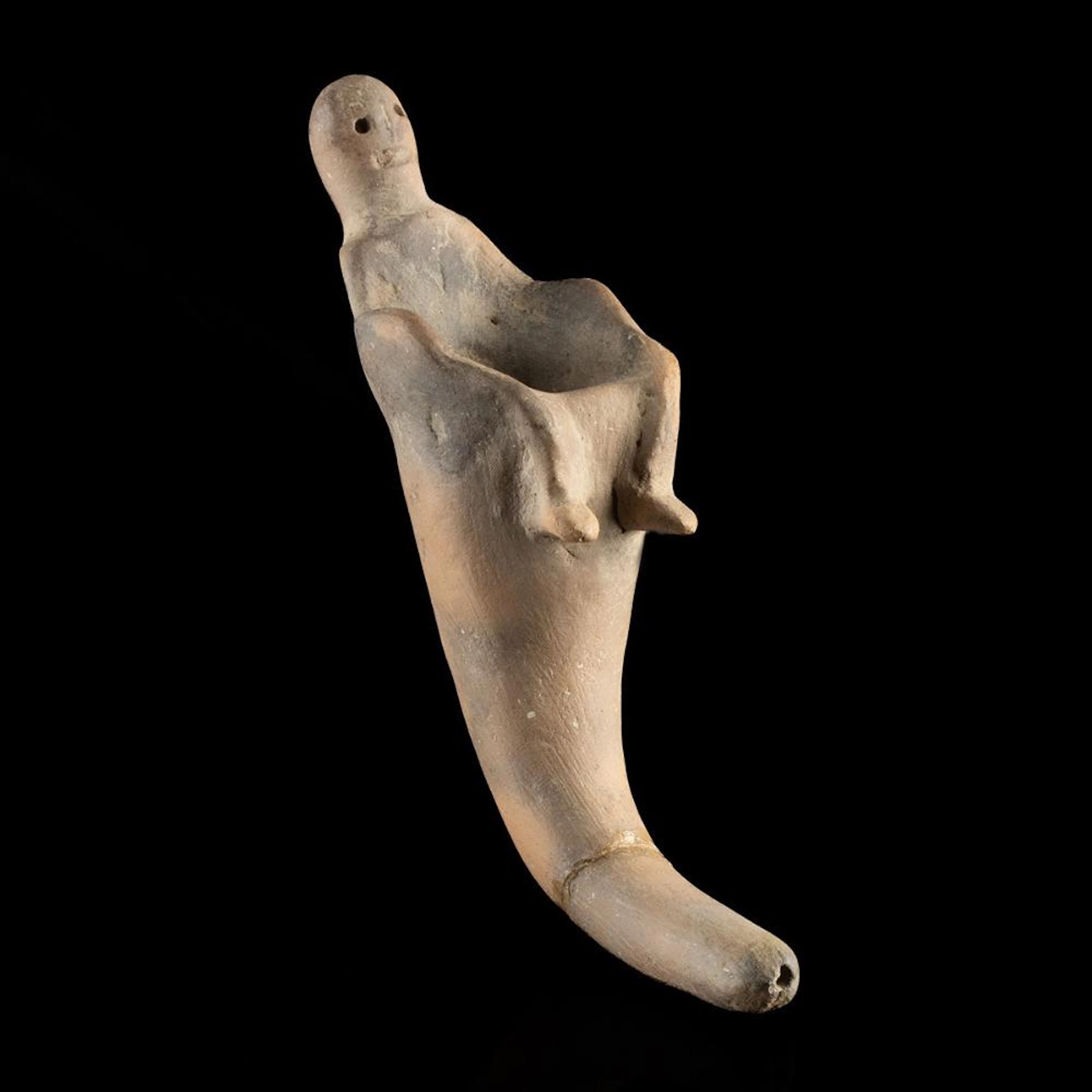 Mississippian Effigy Pipe - Seated Human Figure at the Bowl
