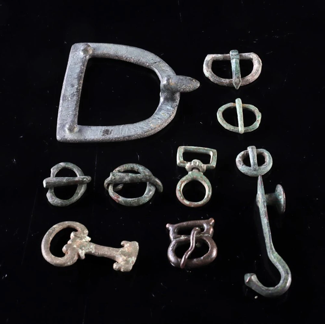 10 Roman Bronze Belt Buckles, Clasps & Attachments