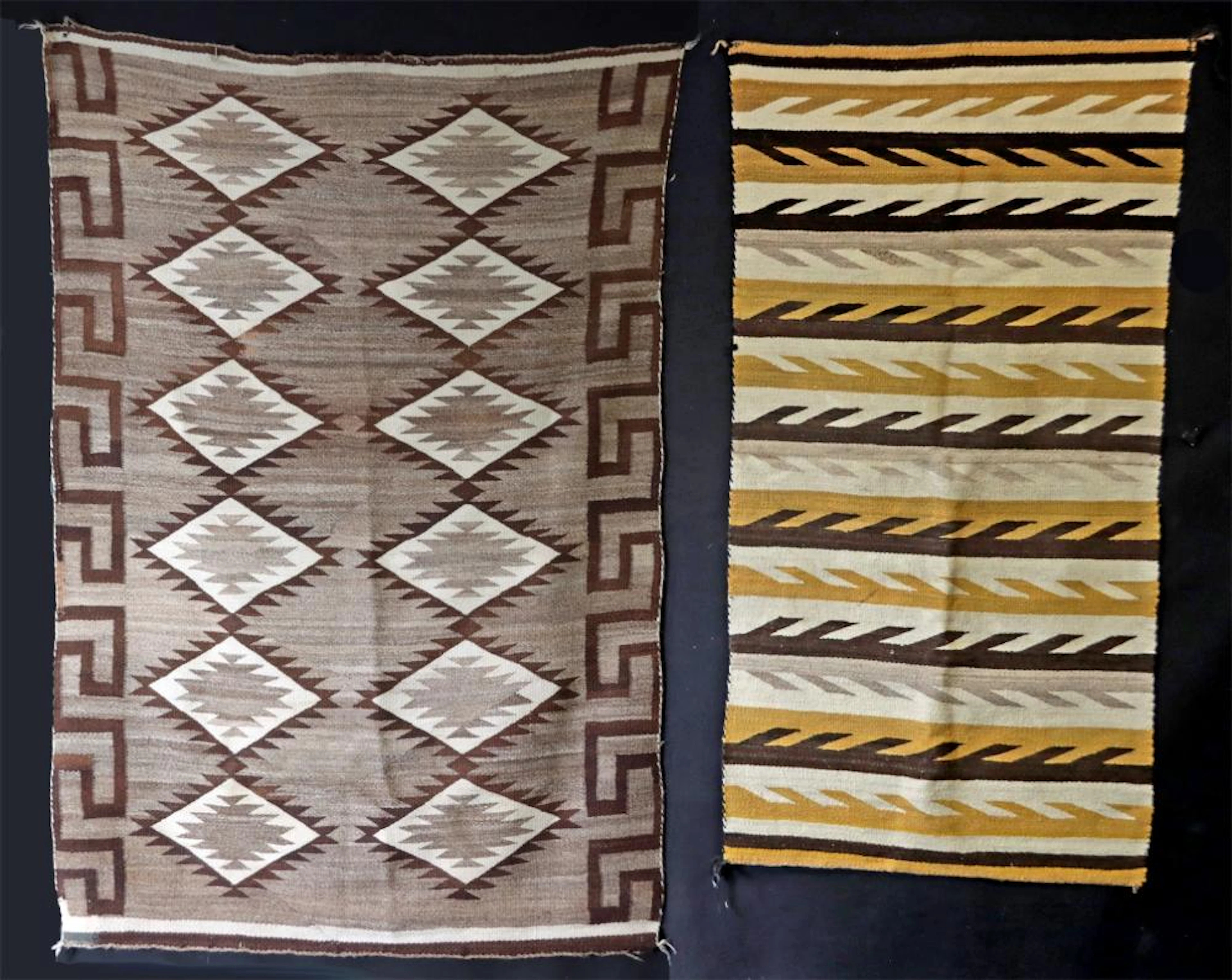 Handwoven Navajo Two Grey Hills & Chinle Wool Rugs